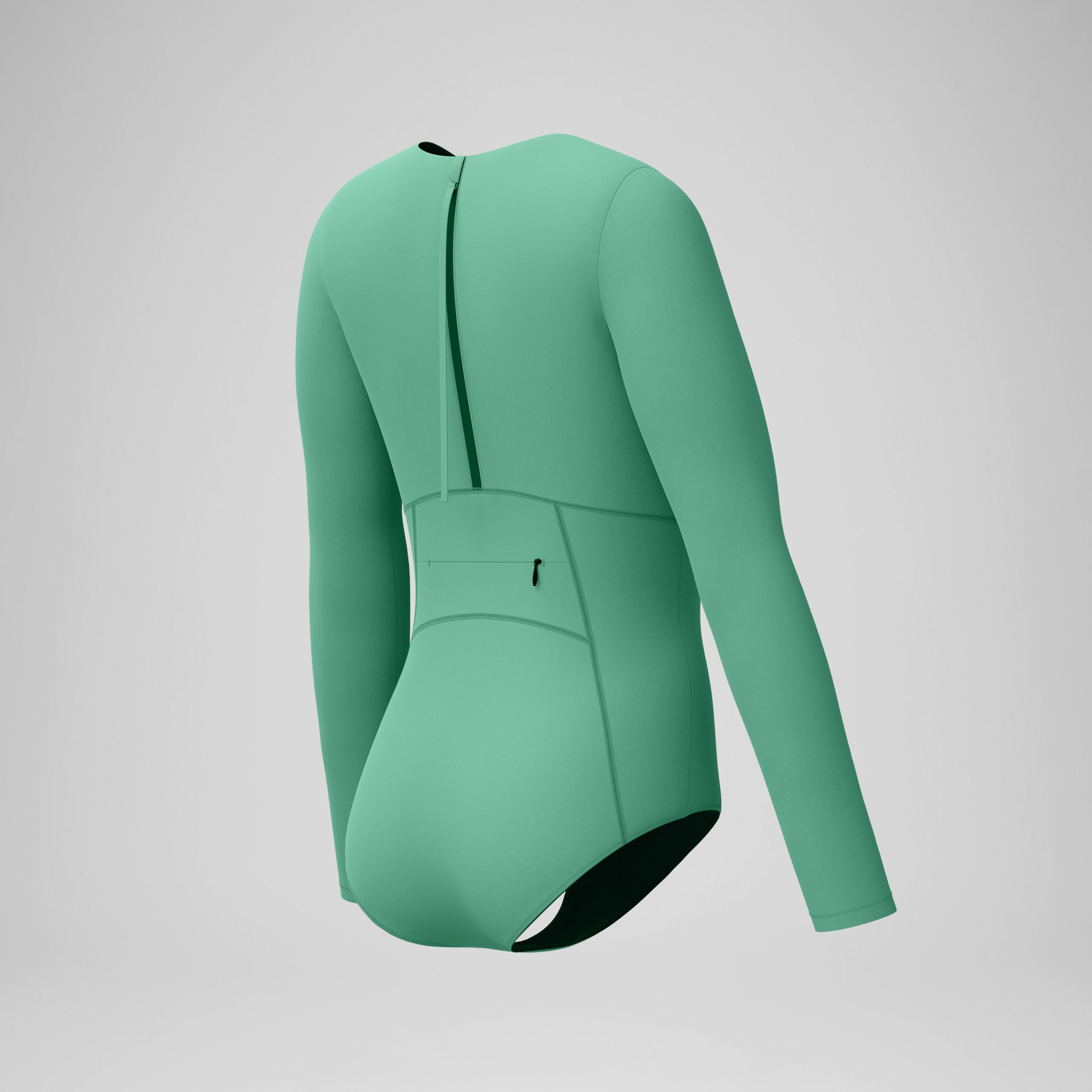 Women's Ocean Flex Long Sleeve Zip One Piece Green - Image 7