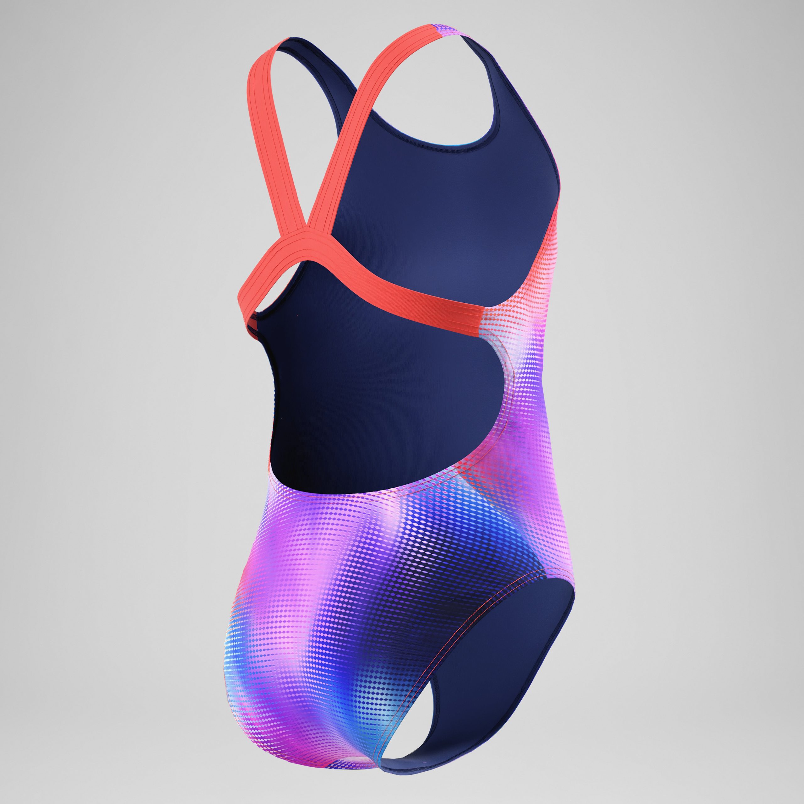 Girls Printed Leaderback One Piece Navy/Pink - Image 4