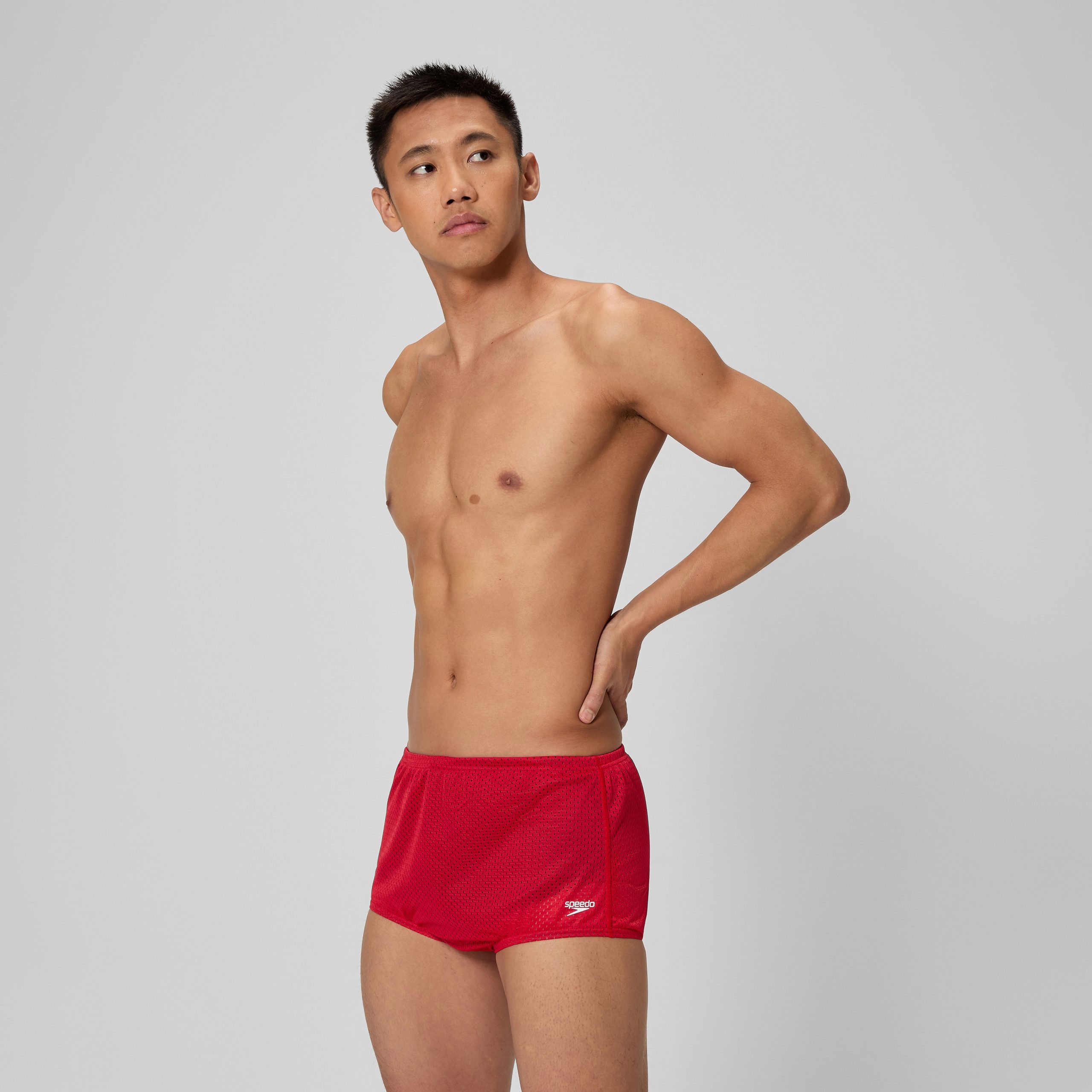 Men's Solid Poly Mesh Training Suit Red - Image 2