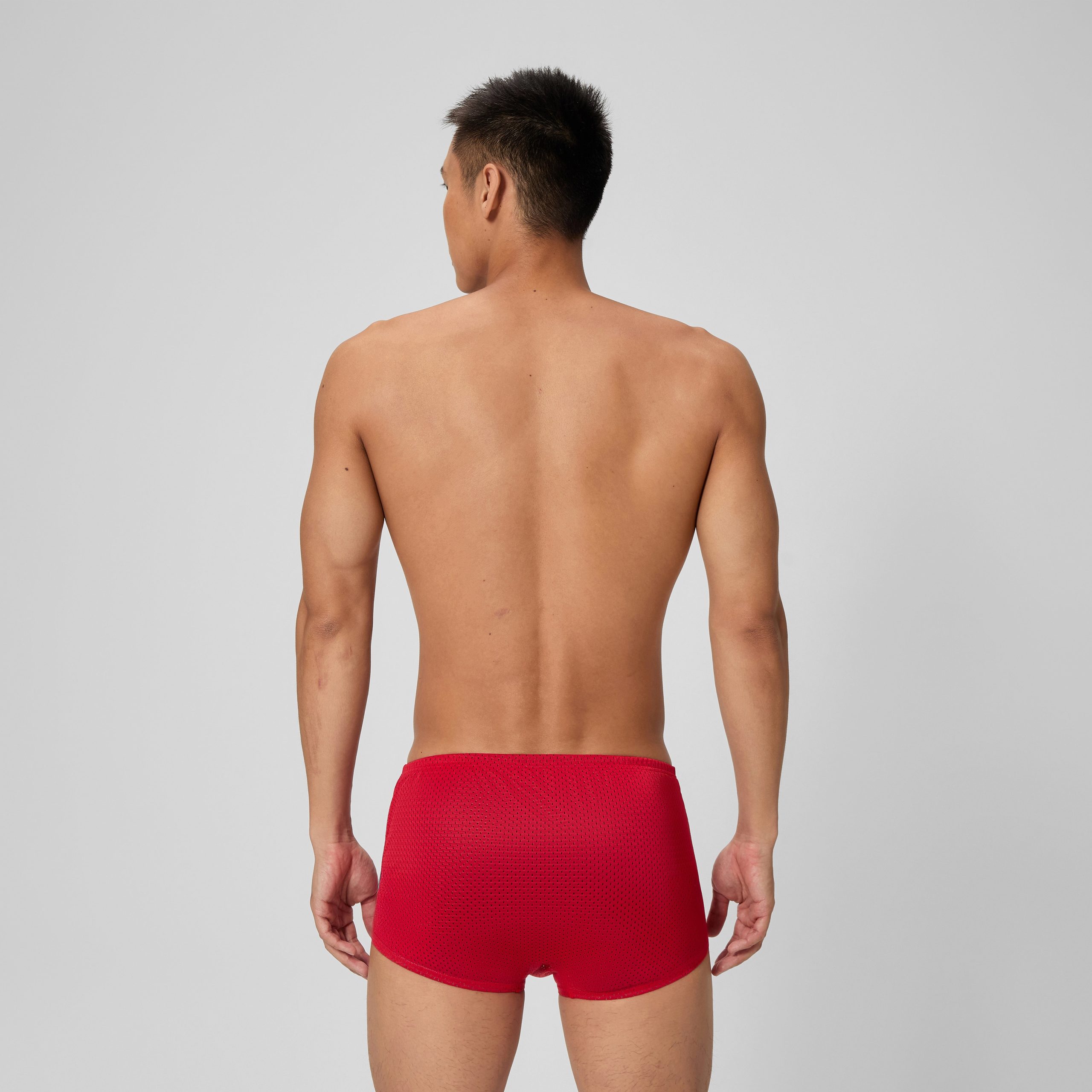 Men's Solid Poly Mesh Training Suit Red - Image 3