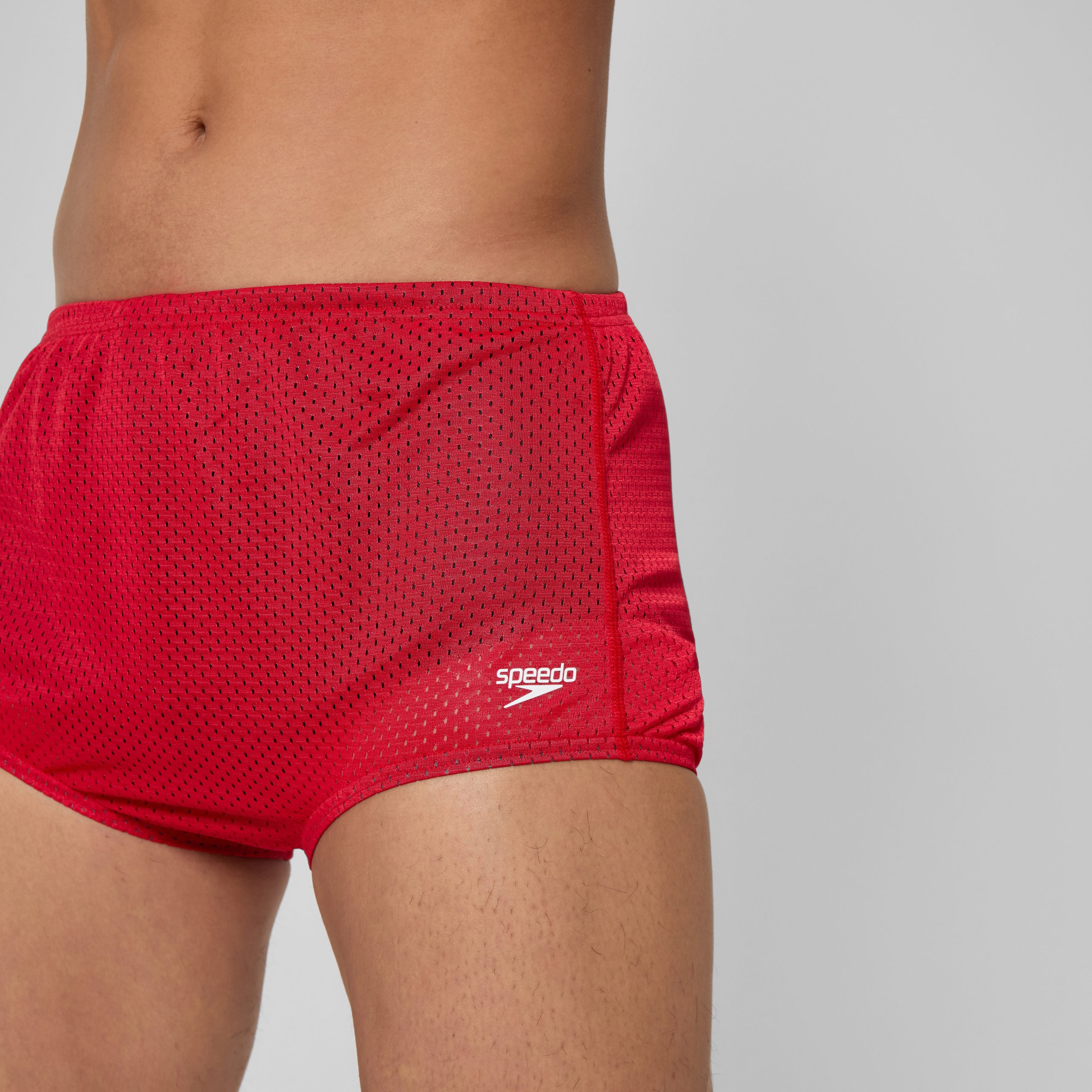 Men's Solid Poly Mesh Training Suit Red - Image 4