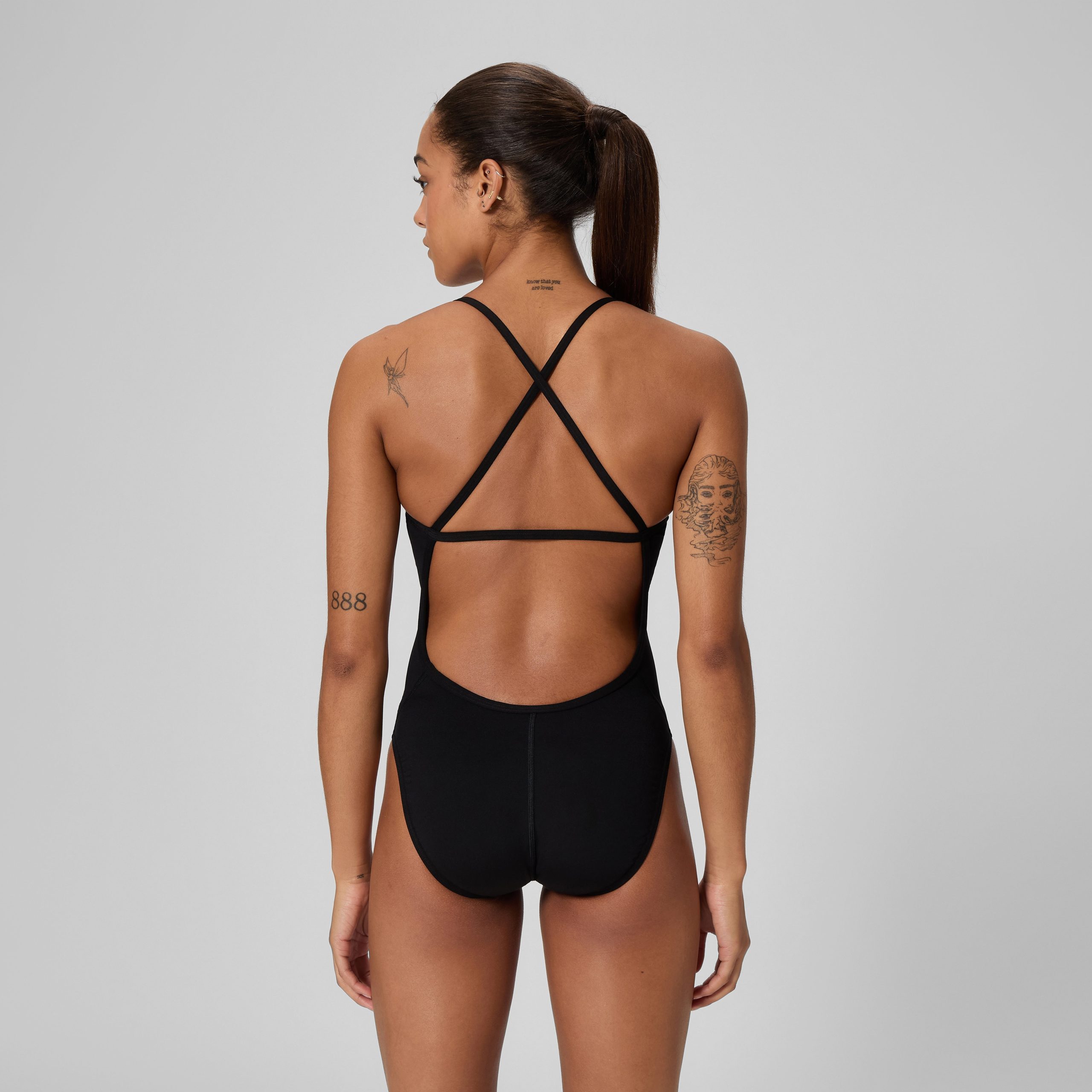 Women's Solid Crossback One Piece Black - Image 3