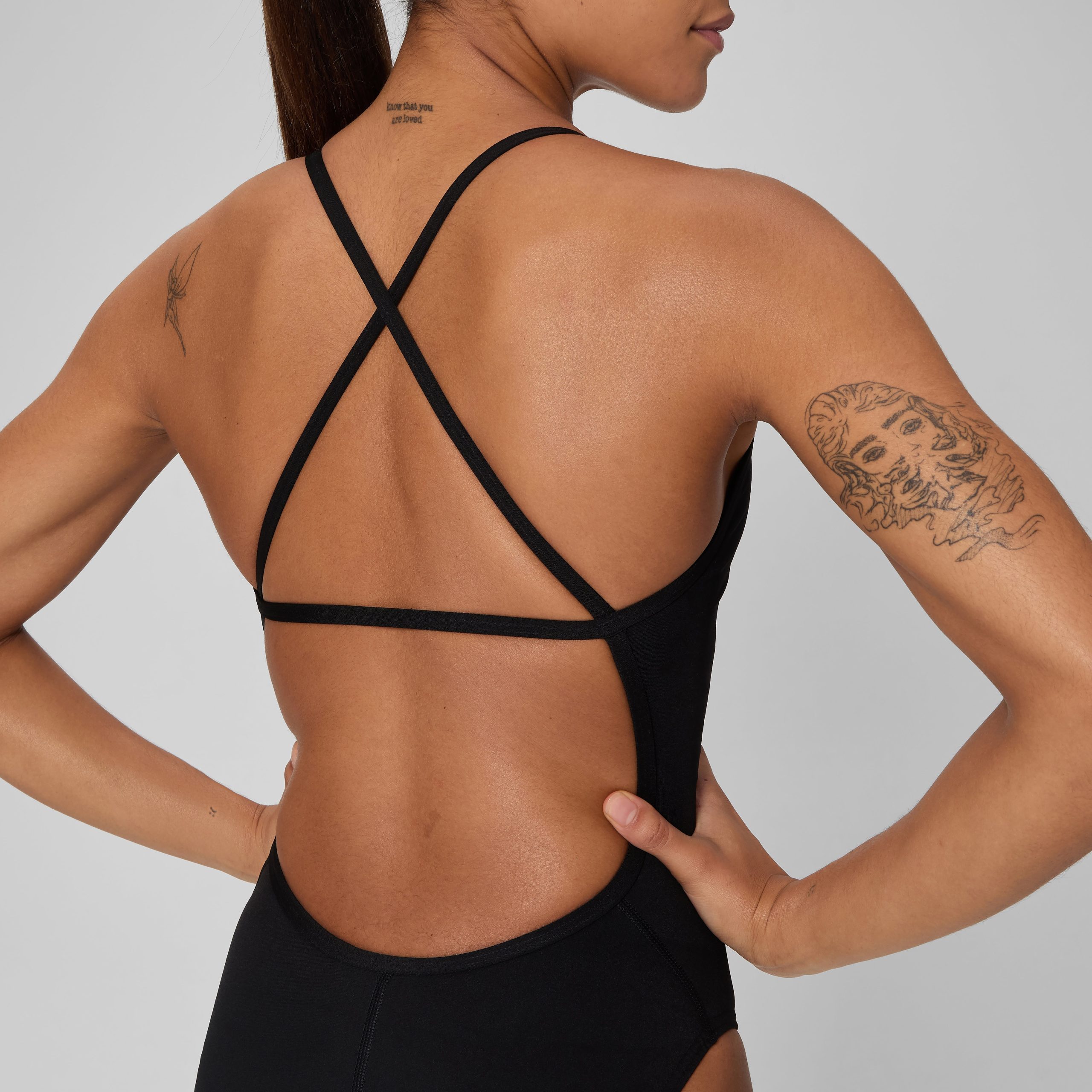 Women's Solid Crossback One Piece Black - Image 4
