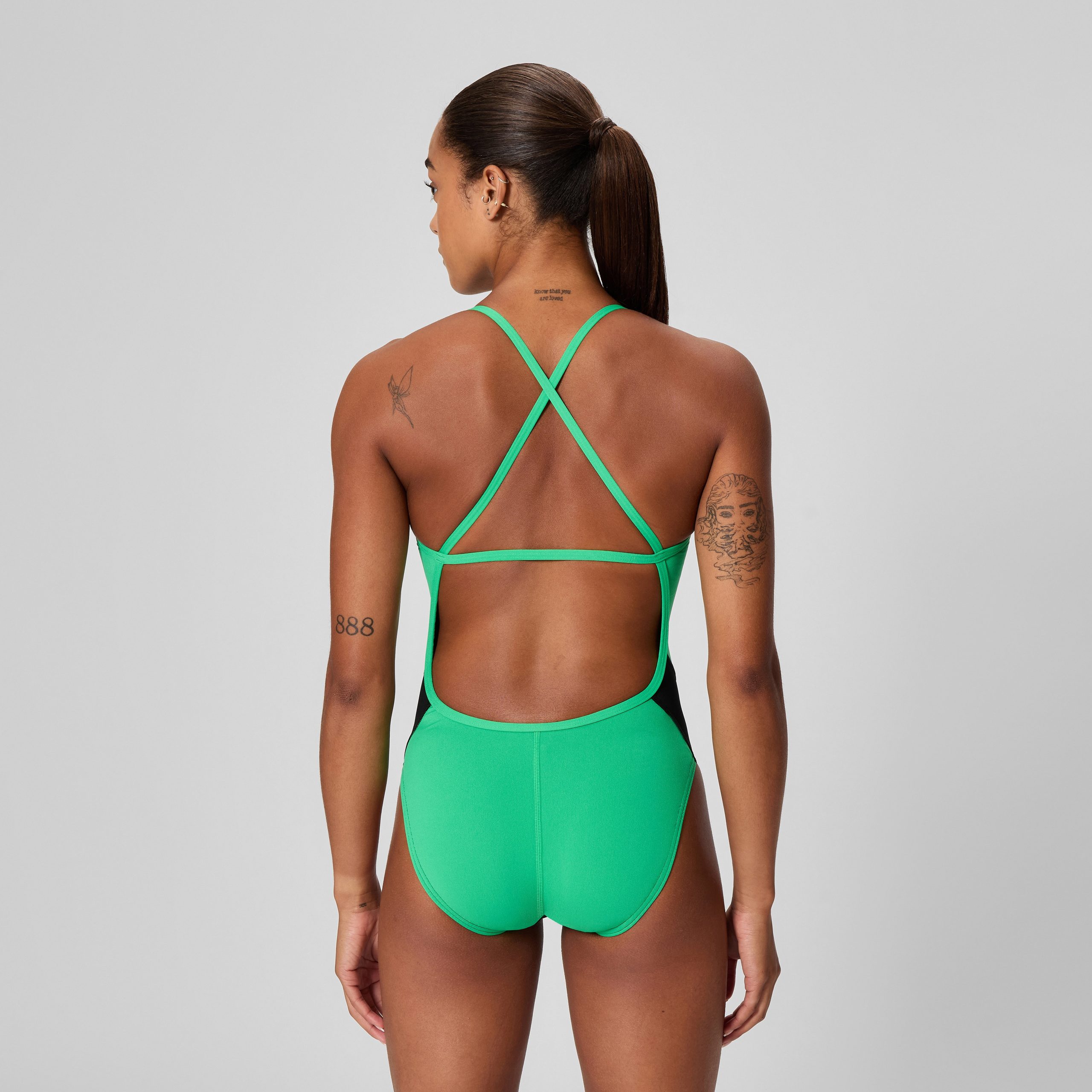 Women's Edge Splice Crossback One Piece Black/Green - Image 3