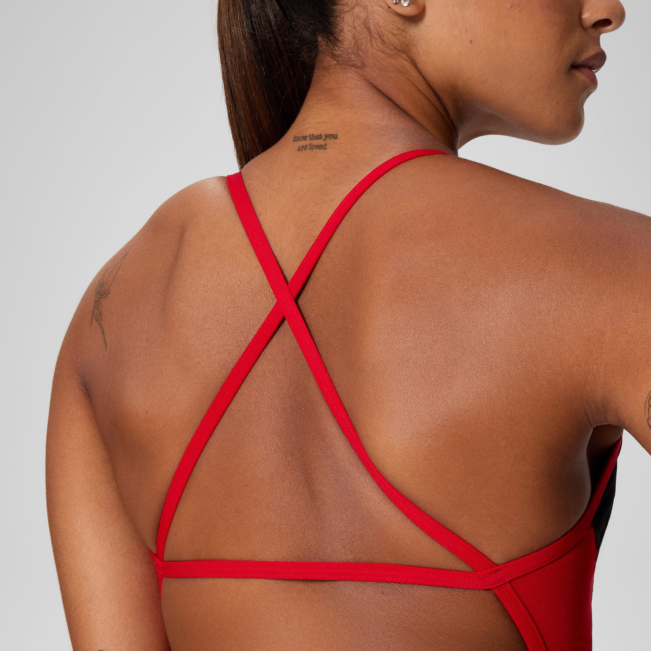 Women's Edge Splice Crossback One Piece Black/Red - Image 4