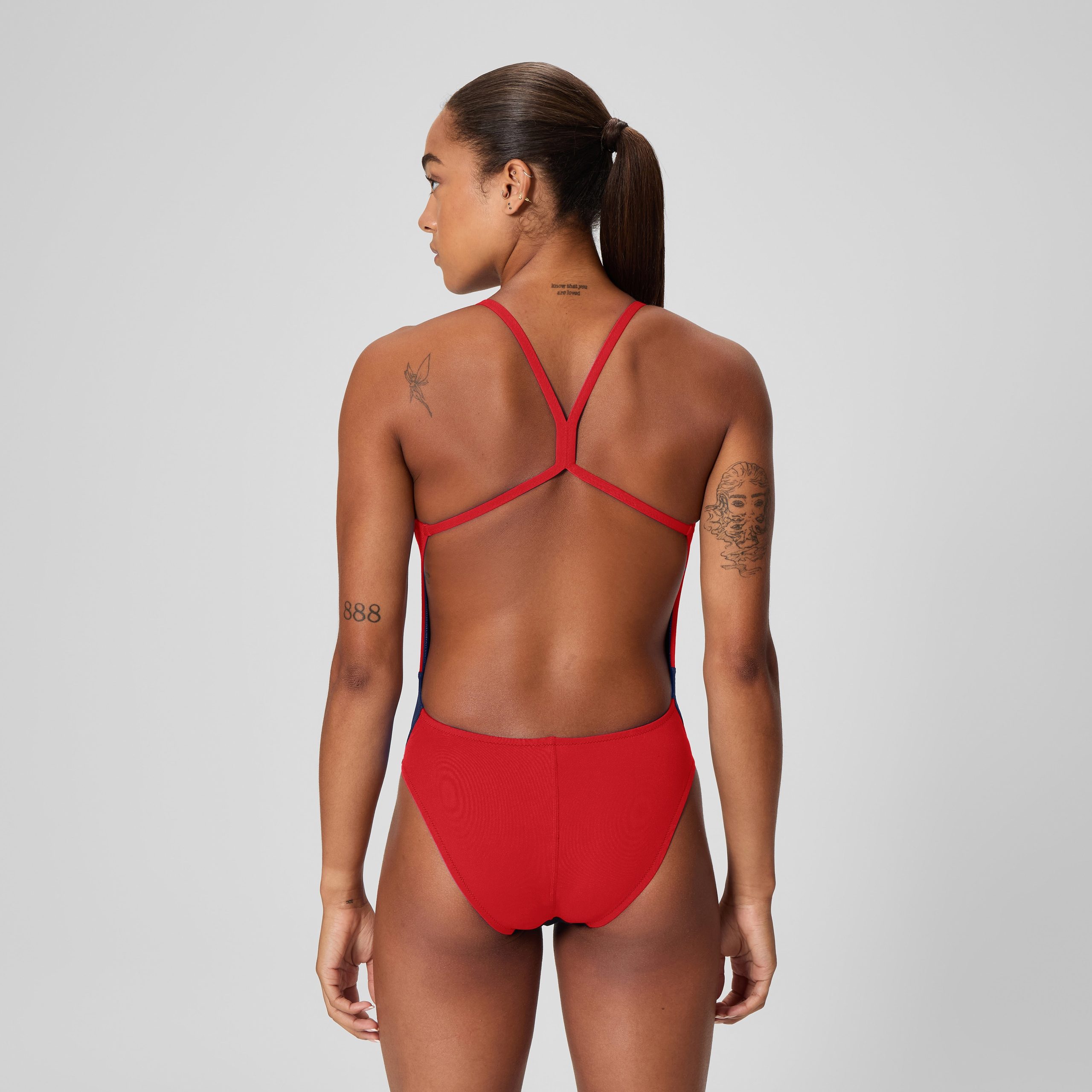 Women's Edge Splice One Back One Piece Navy/Red - Image 3