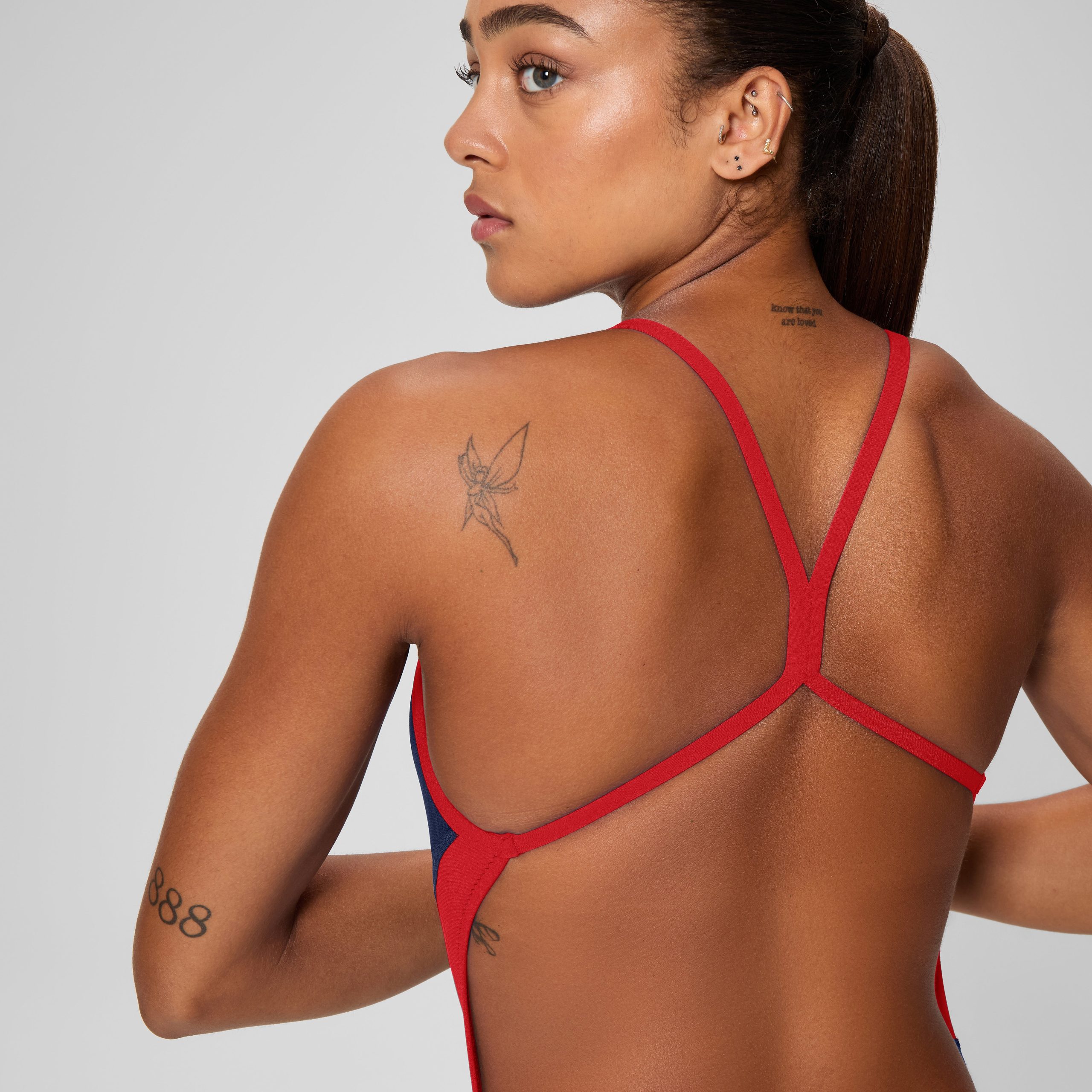 Women's Edge Splice One Back One Piece Navy/Red - Image 4