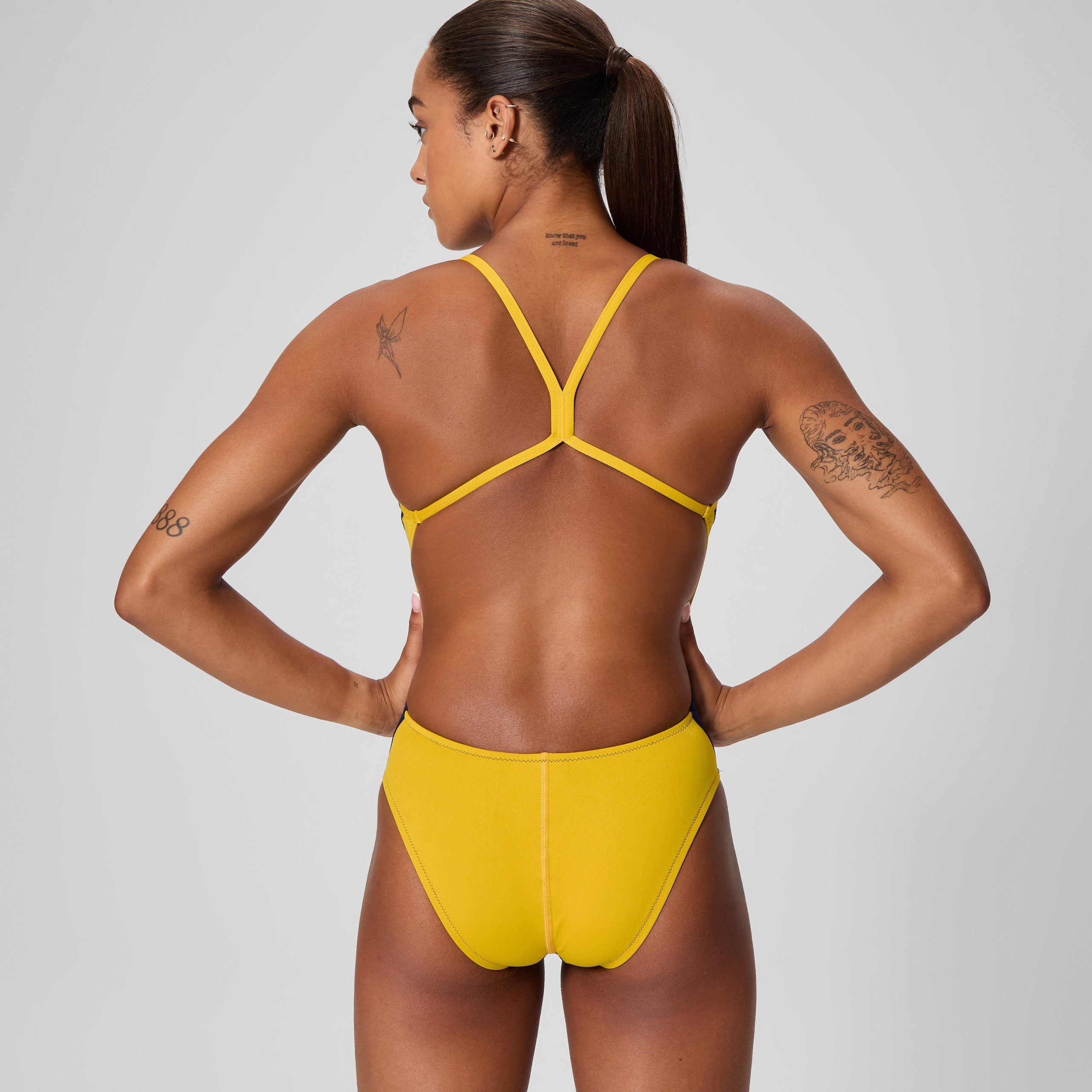 Women's Edge Splice One Back One Piece Navy/Gold - Image 3