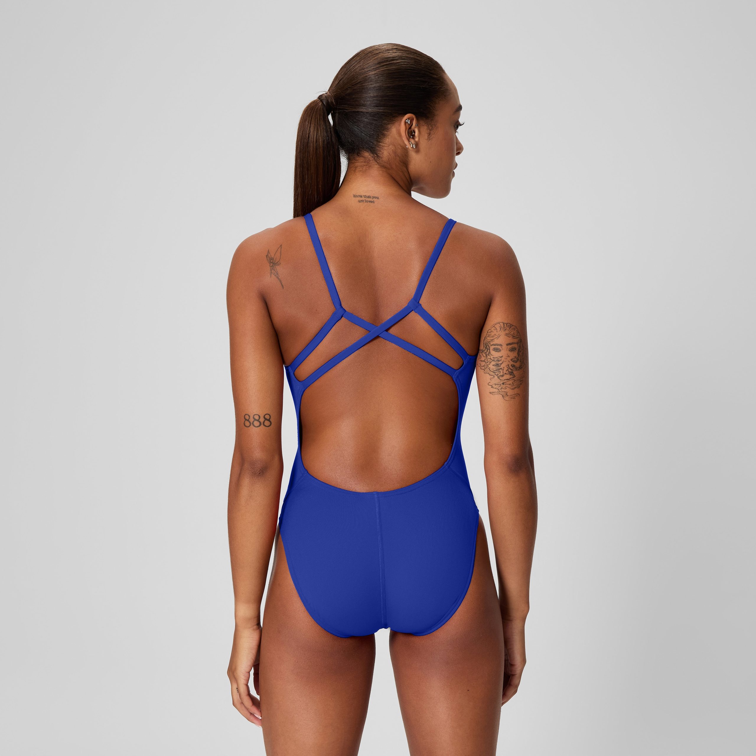 Women's Solid Strappy One Piece Blue - Image 3