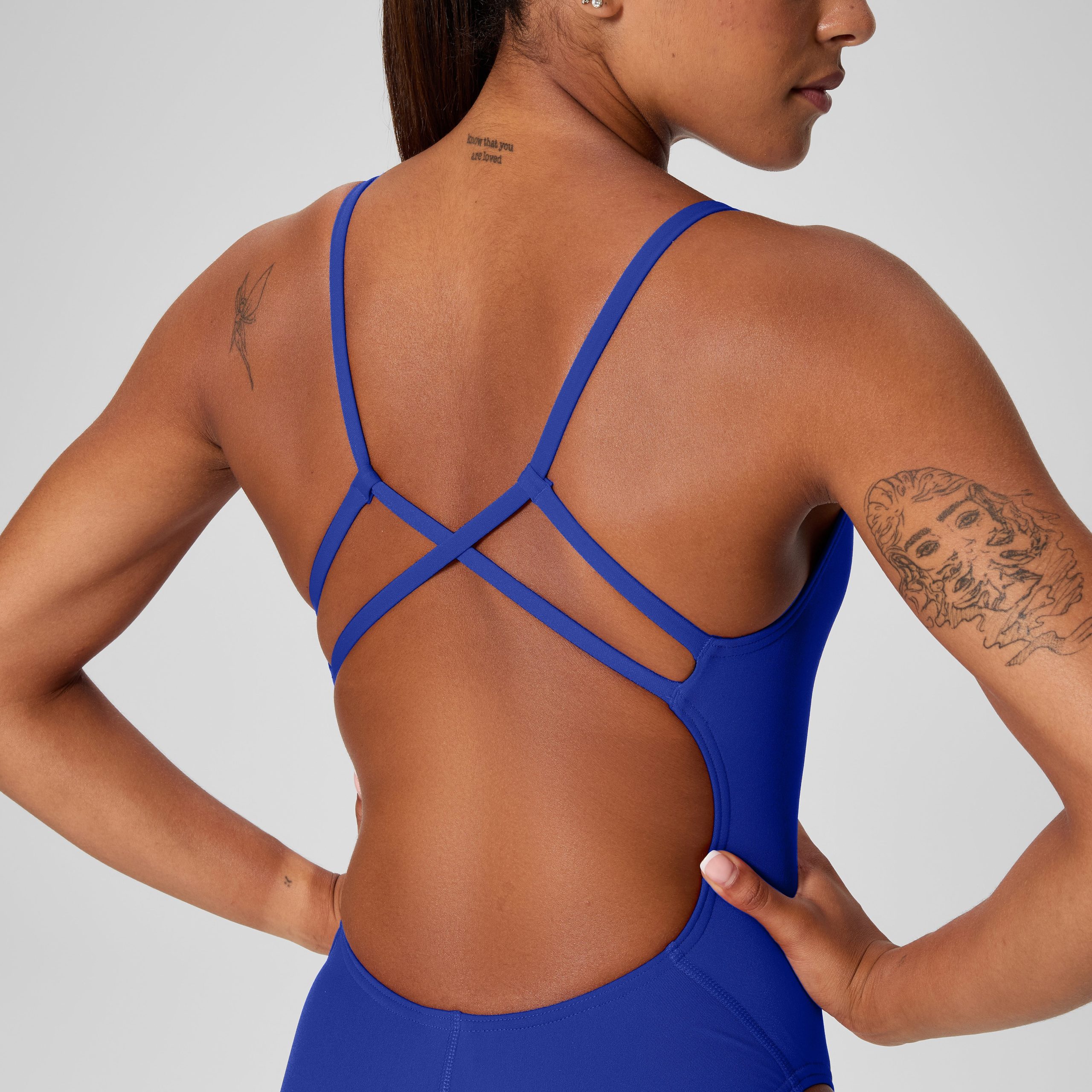 Women's Solid Strappy One Piece Blue - Image 5