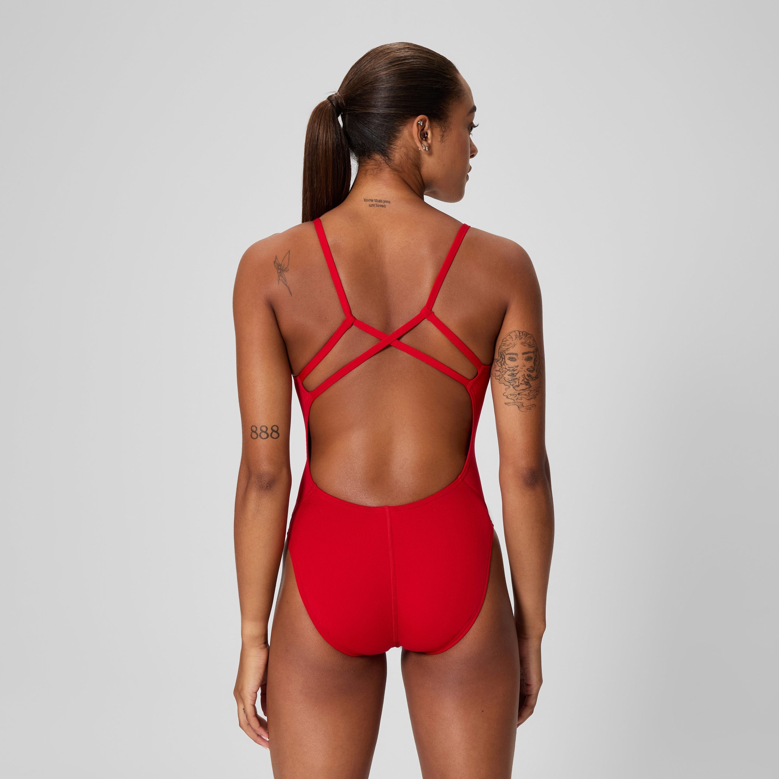 Women's Solid Strappy One Piece Red - Image 3