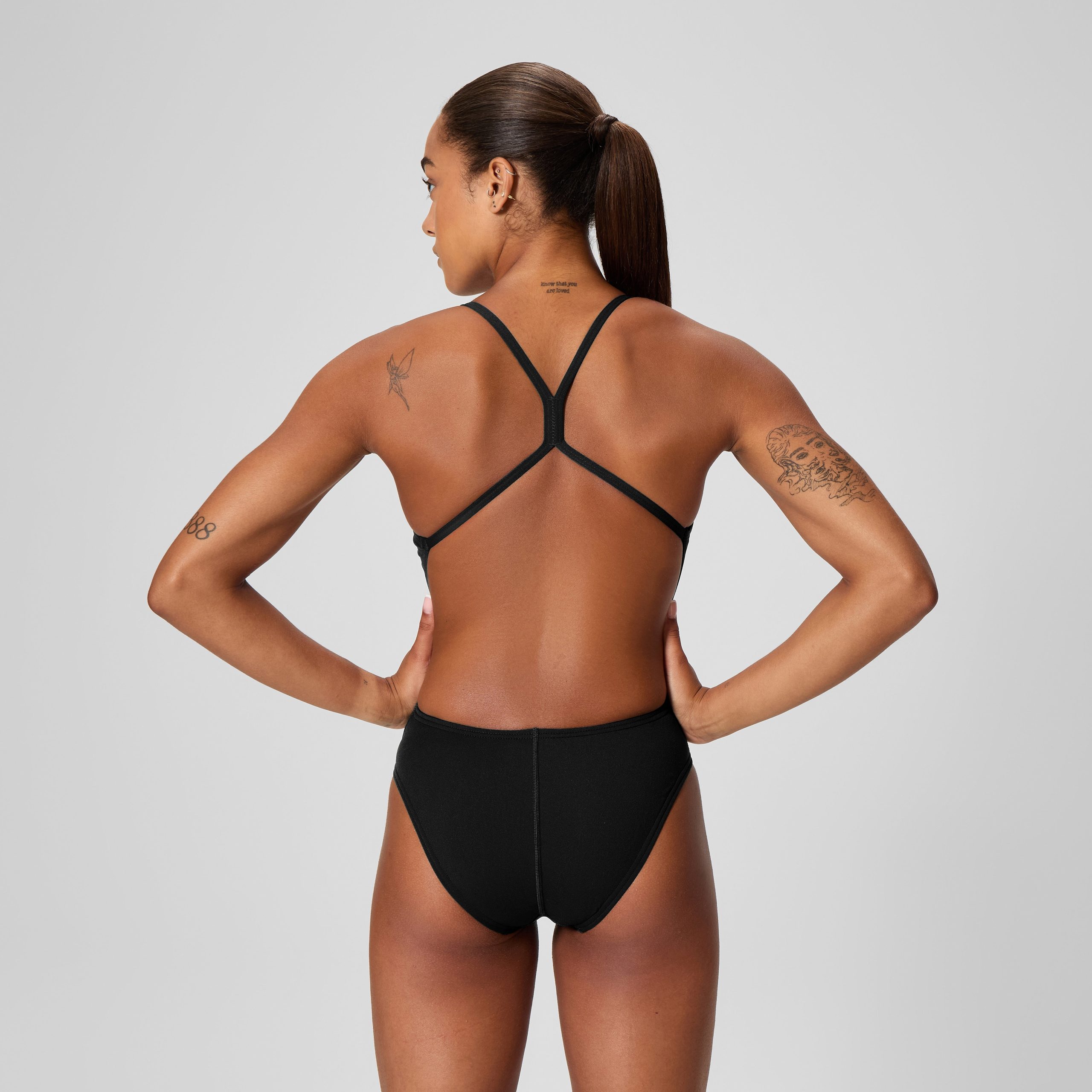Women's Solid One Back One Piece Black - Image 3