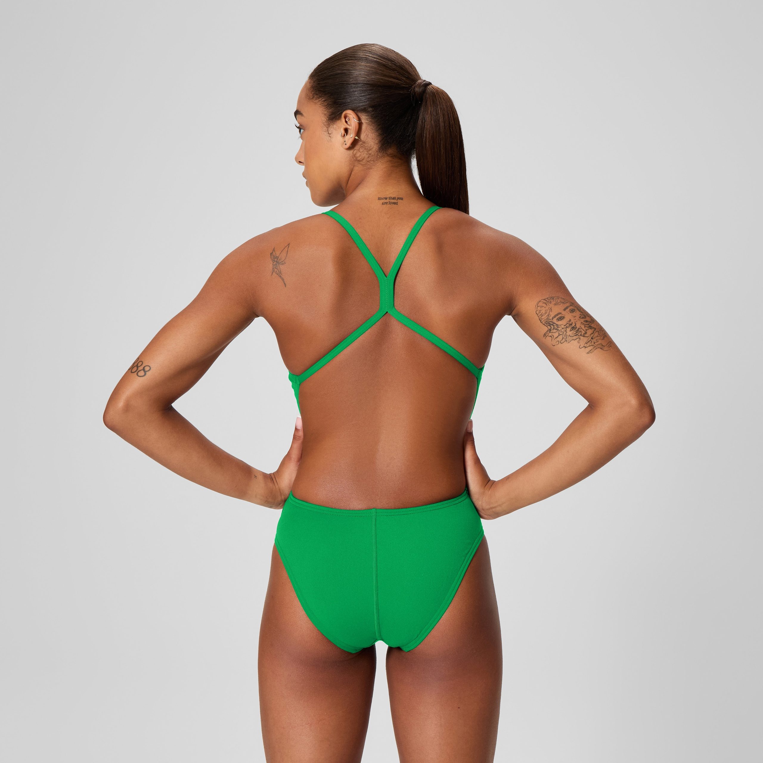 Women's Solid One Back One Piece Green - Image 3