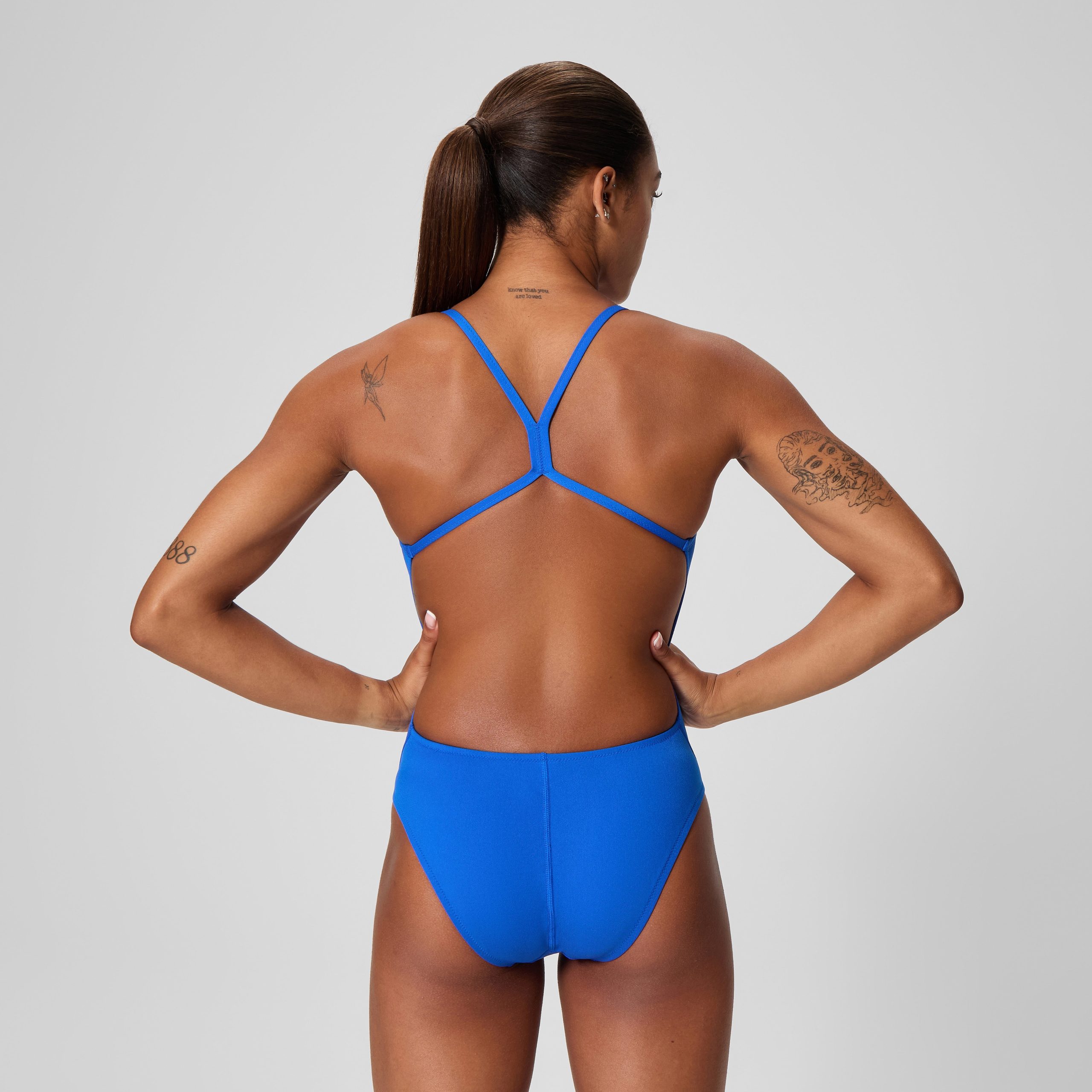 Women's Solid One Back One Piece Blue - Image 3