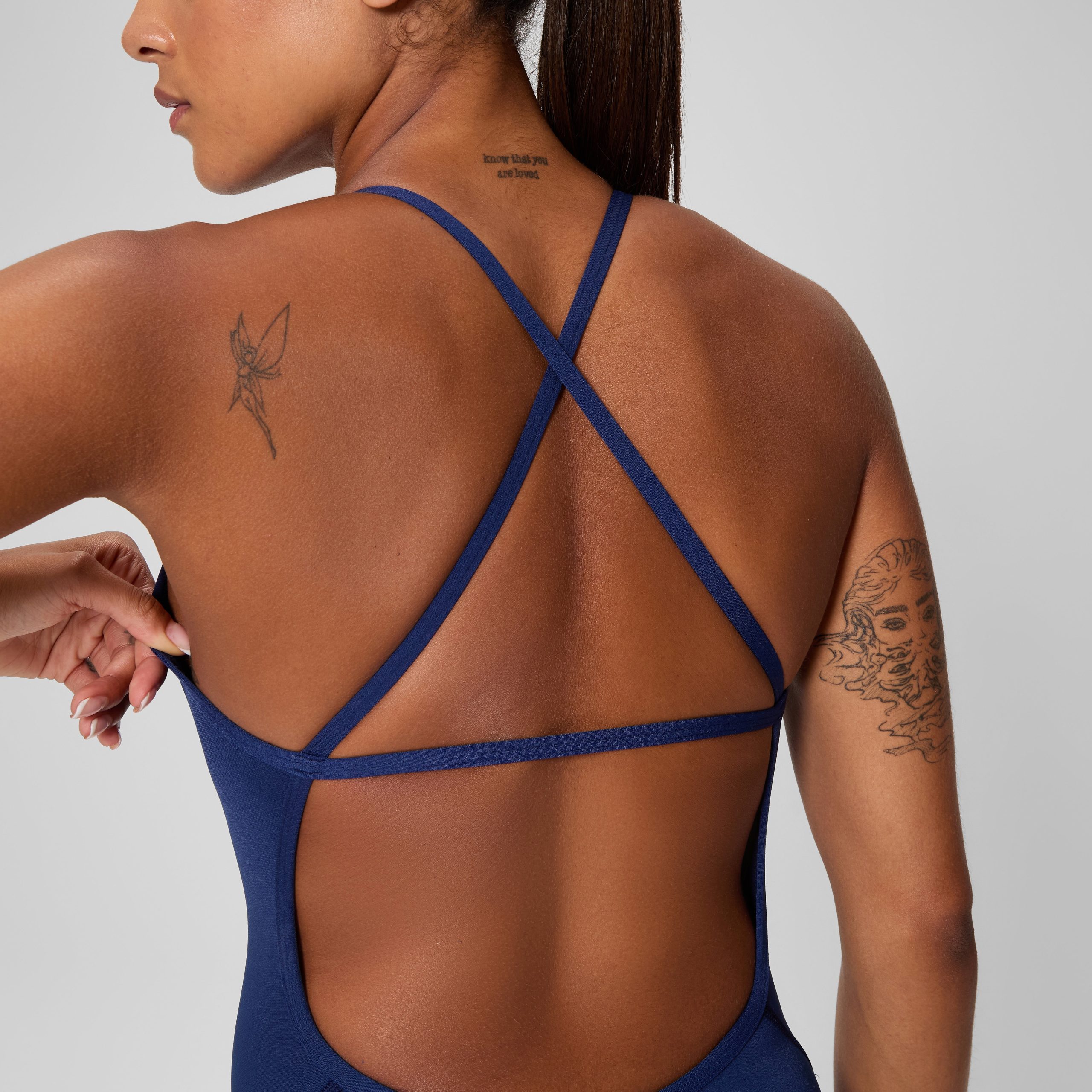 Women's Solid One Back One Piece Navy - Image 4