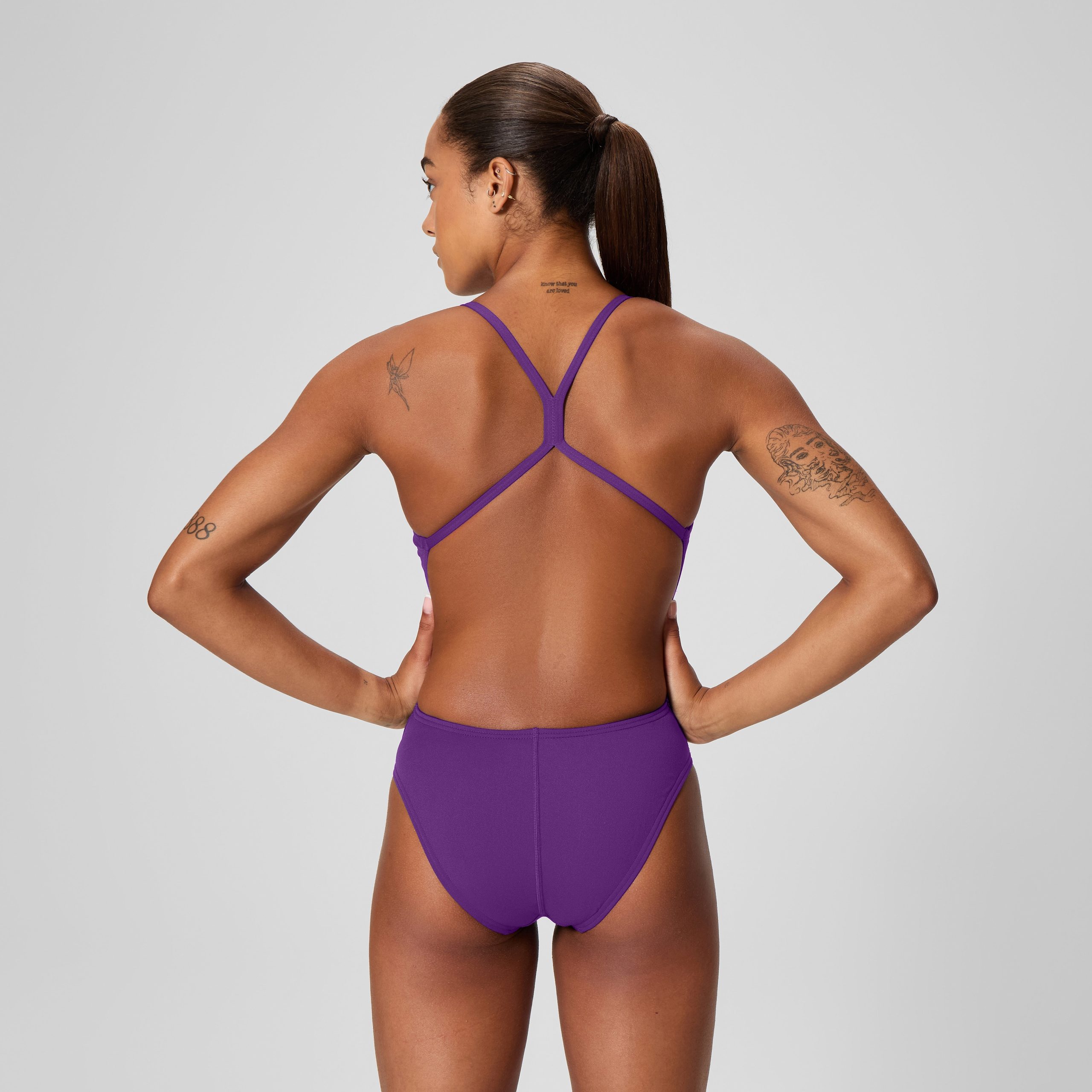 Women's Solid One Back One Piece Purple - Image 3