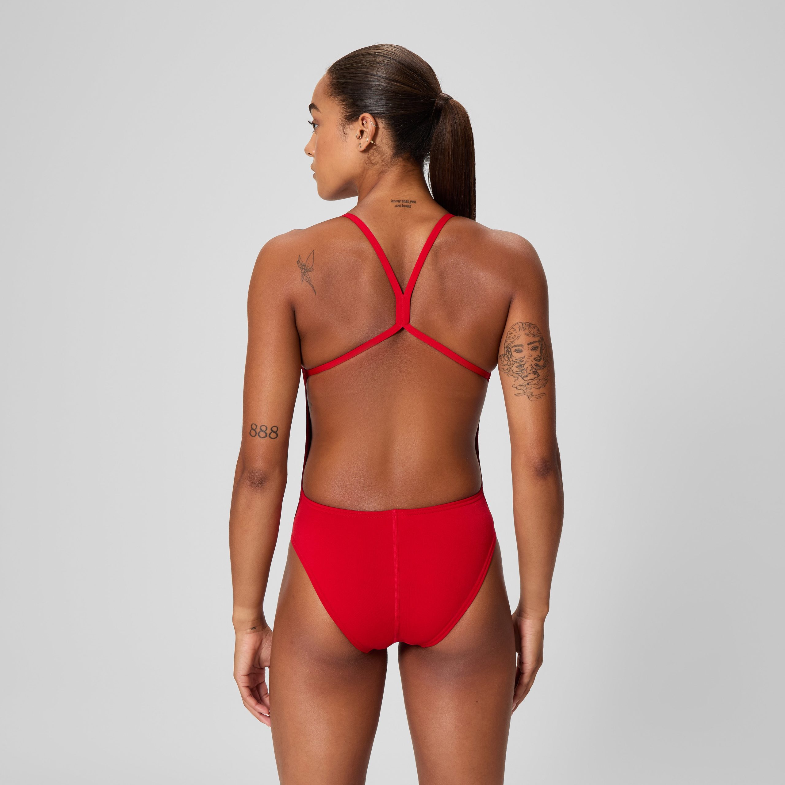 Women's Solid One Back One Piece Red - Image 3