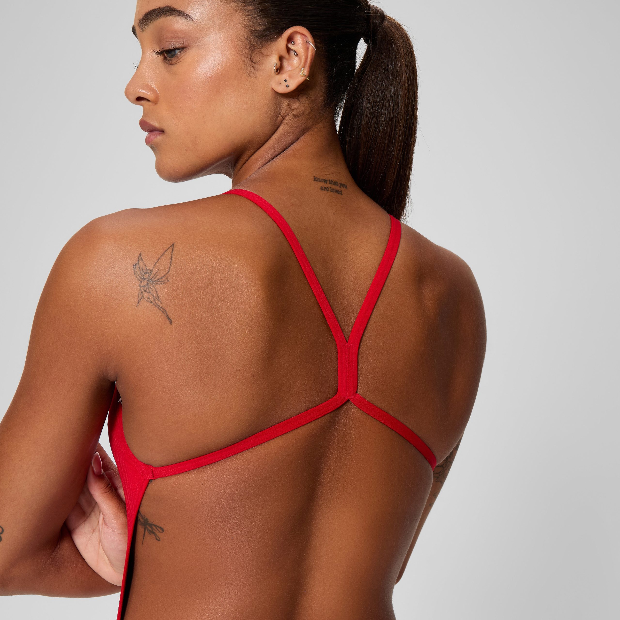 Women's Solid One Back One Piece Red - Image 4