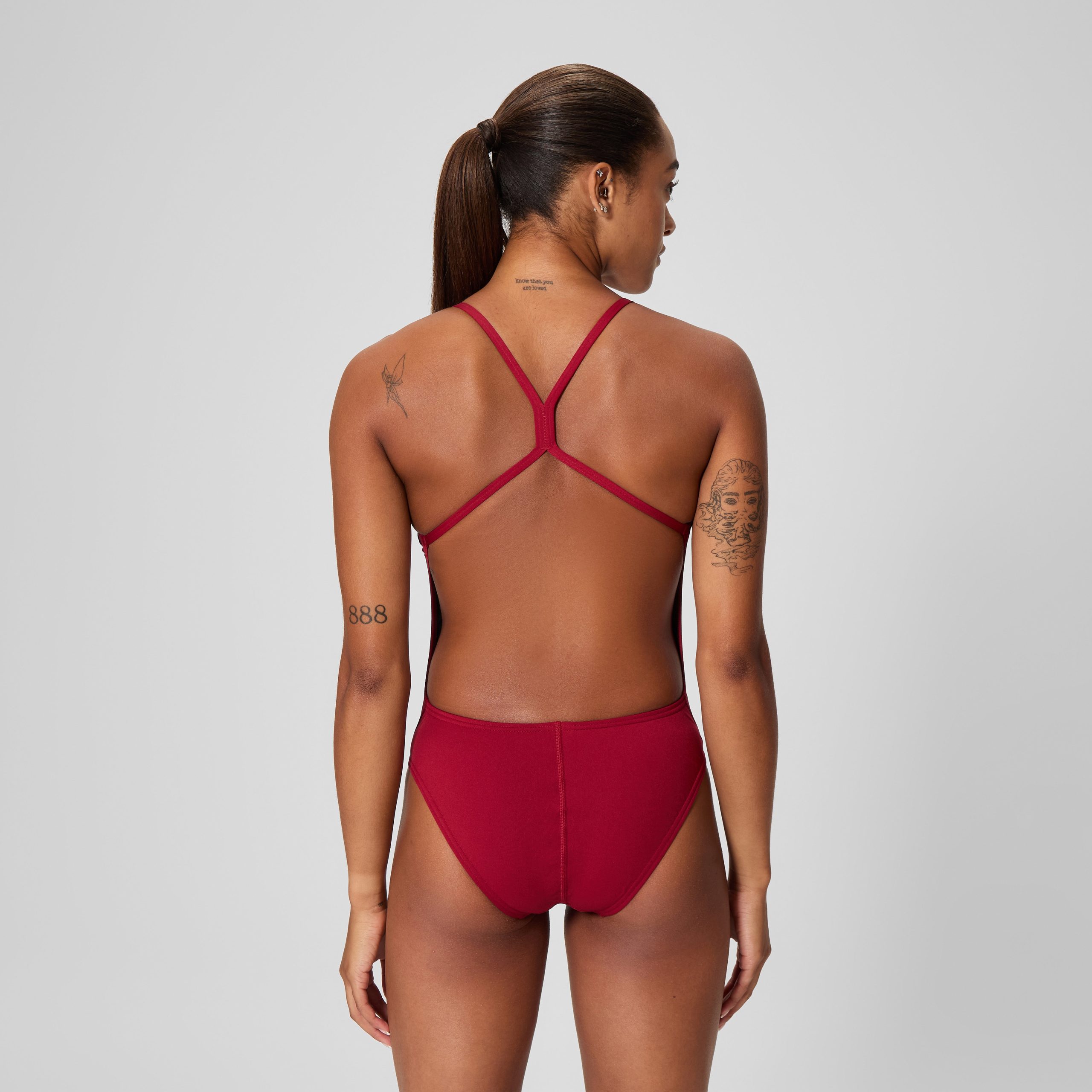 Women's Solid One Back One Piece Red - Image 3