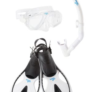 Unisex Adult Adventure Mask/Snorkel/Fin Set Black/Clear