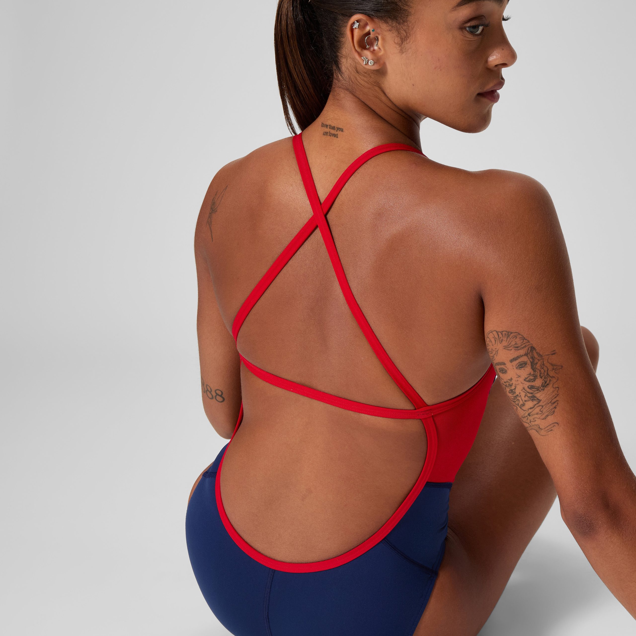 Women's Spark Splice Crossback One Piece Navy - Image 4
