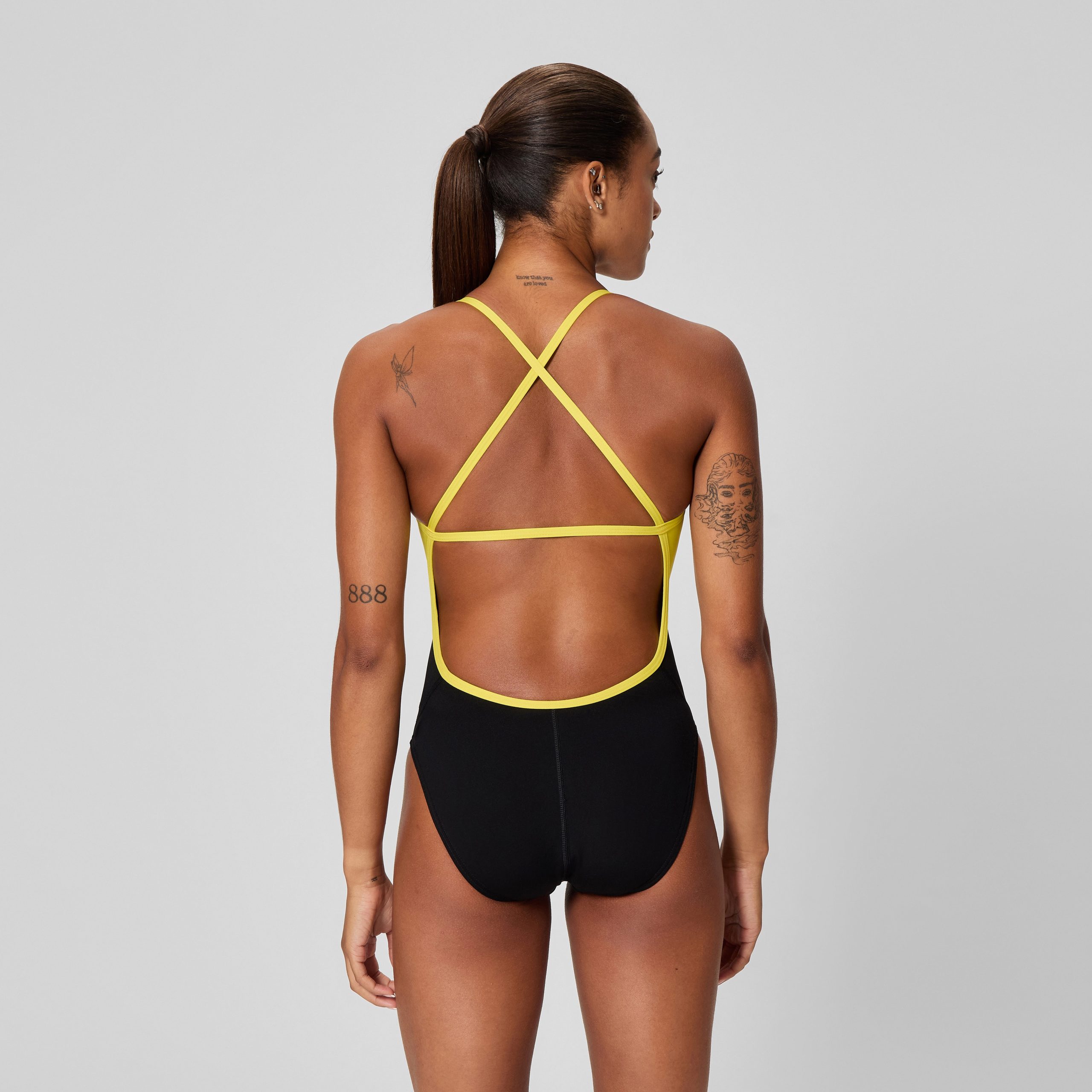 Women's Spark Splice Crossback One Piece Yellow - Image 3