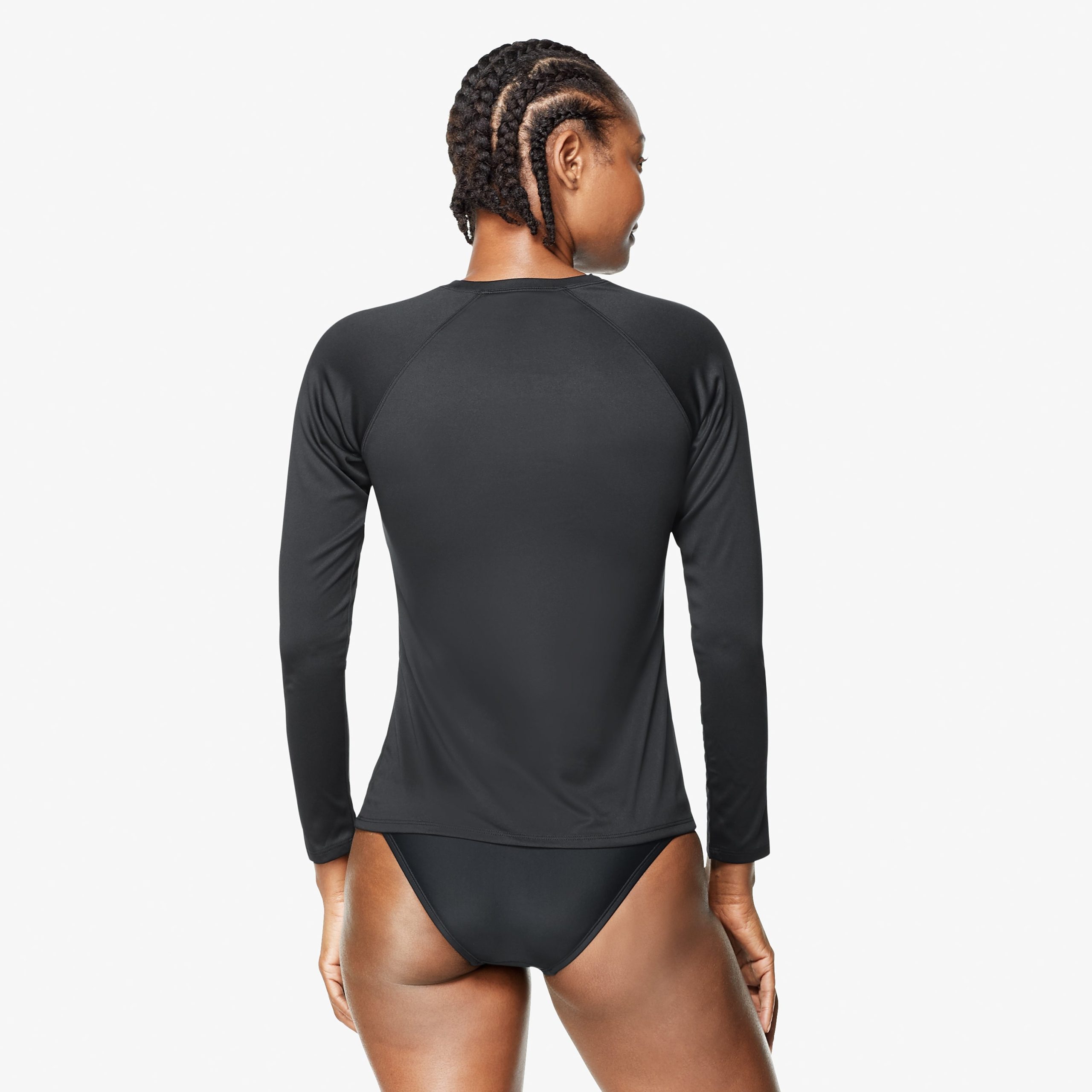 Women's Long Sleeve Swim Tee Black - Image 2