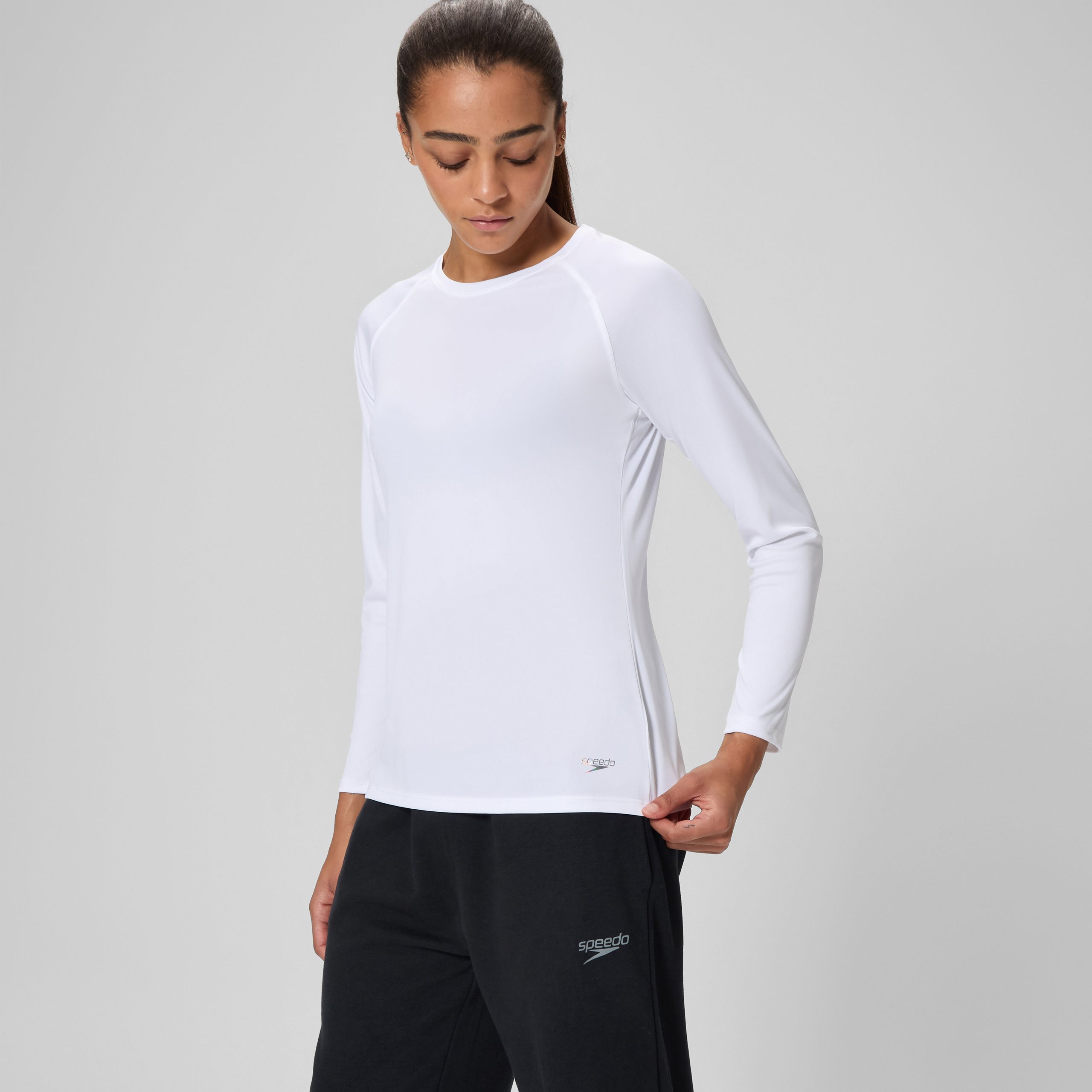 Women's Long Sleeve Swim Tee White - Image 2