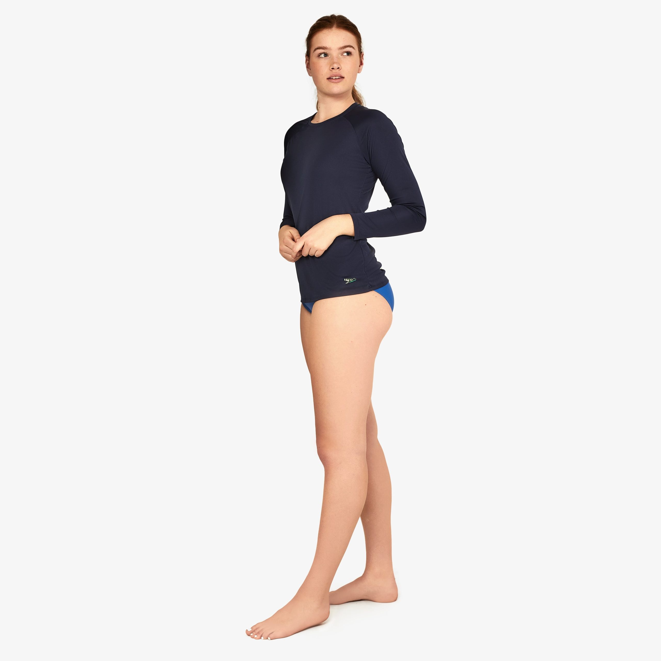Women's Long Sleeve Swim Tee Navy - Image 4