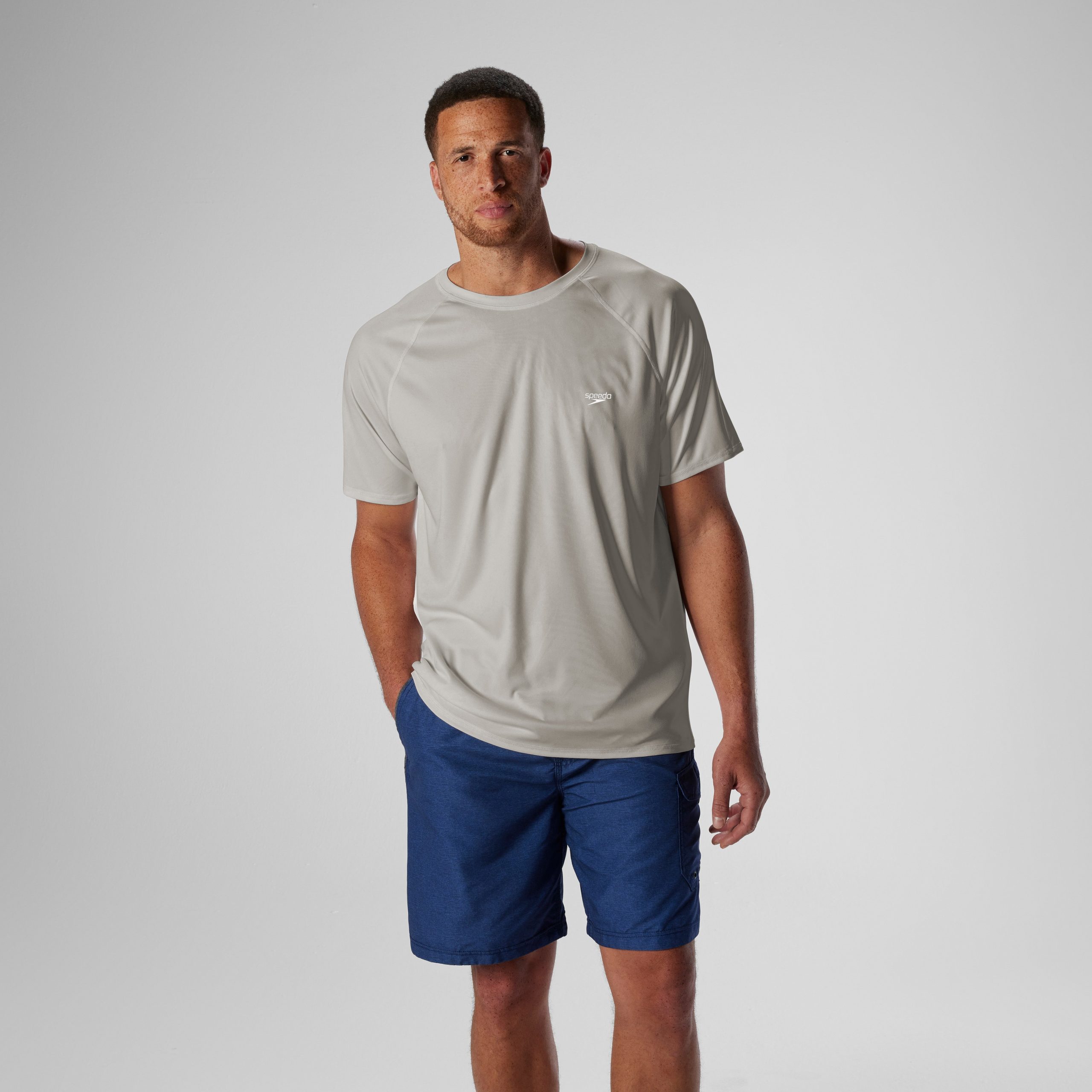 Men's Easy Solid Short Sleeve Swim Rashguard Gray