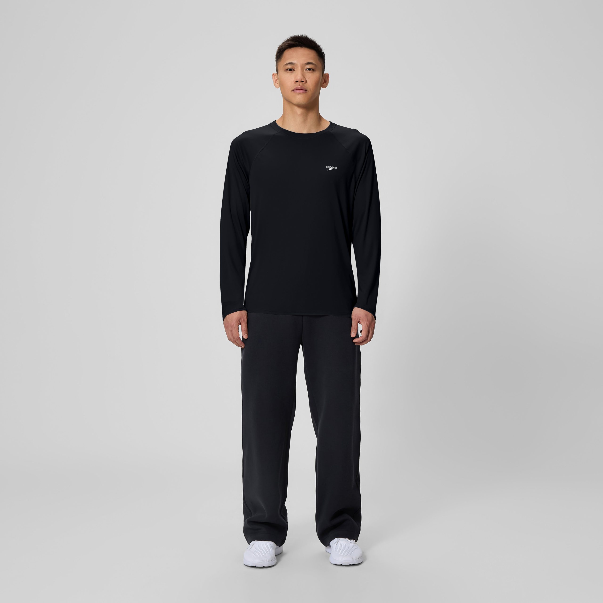 Men's Easy Solid Long Sleeve Swim Rashguard Black