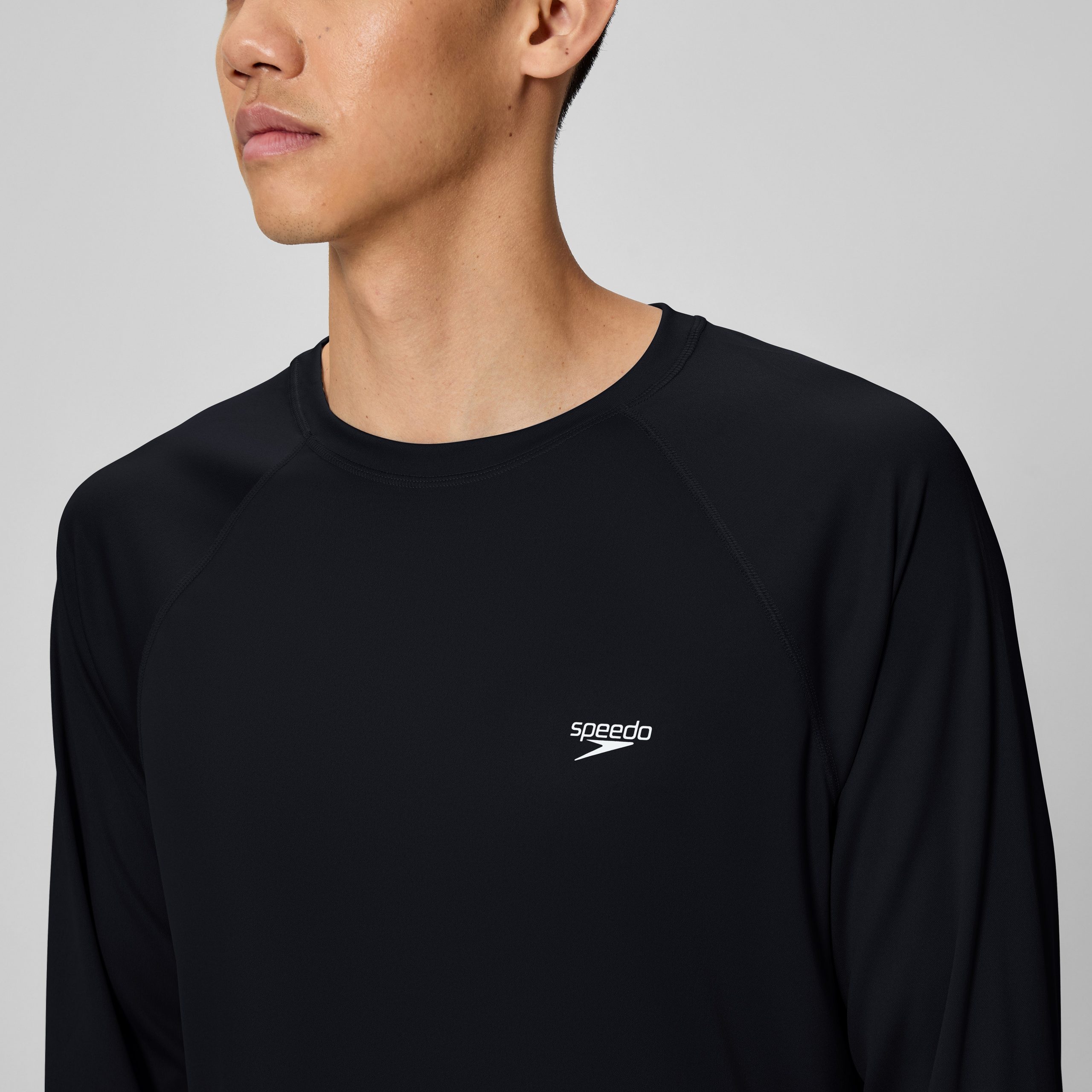 Men's Easy Solid Long Sleeve Swim Rashguard Black - Image 5