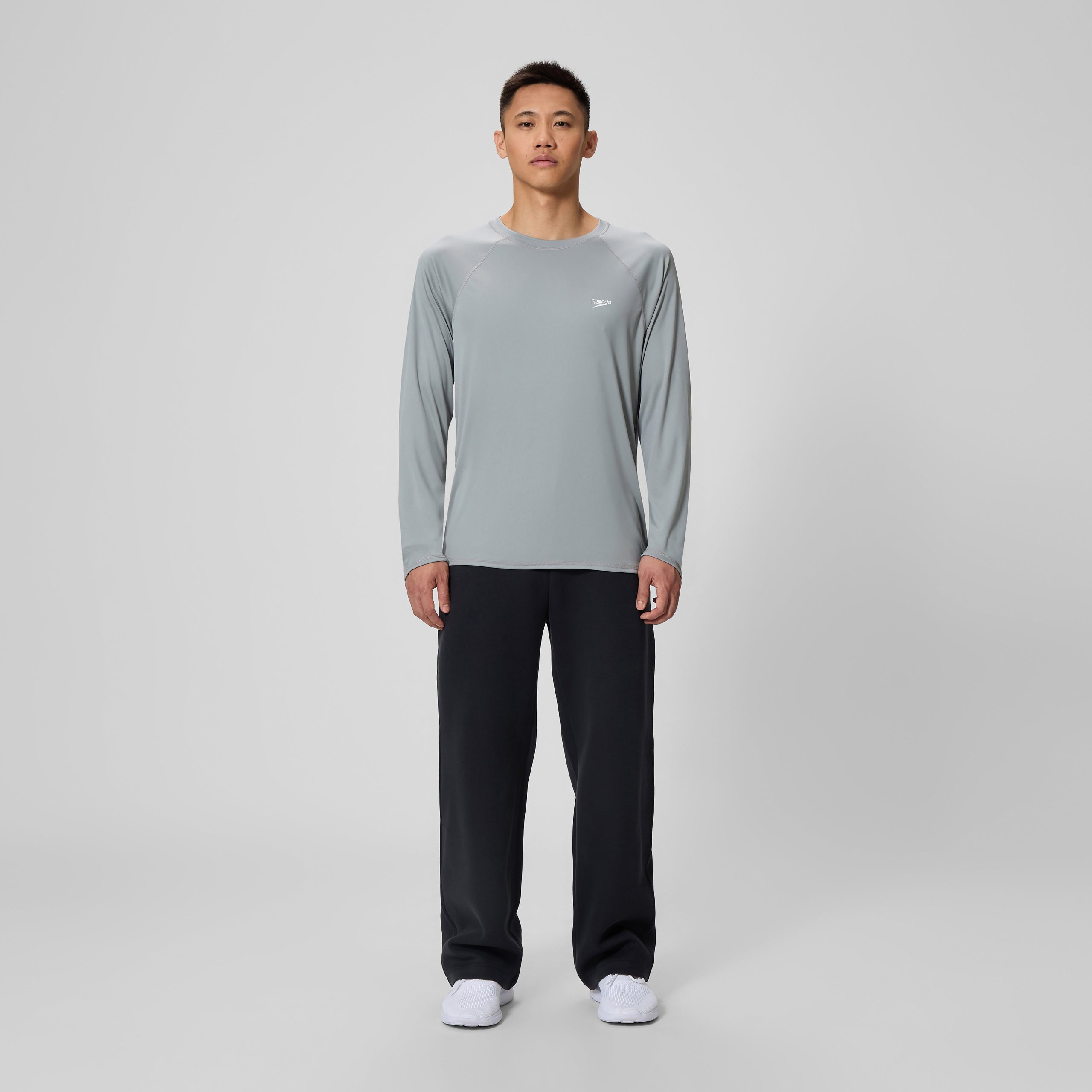 Men's Easy Solid Long Sleeve Swim Rashguard Gray