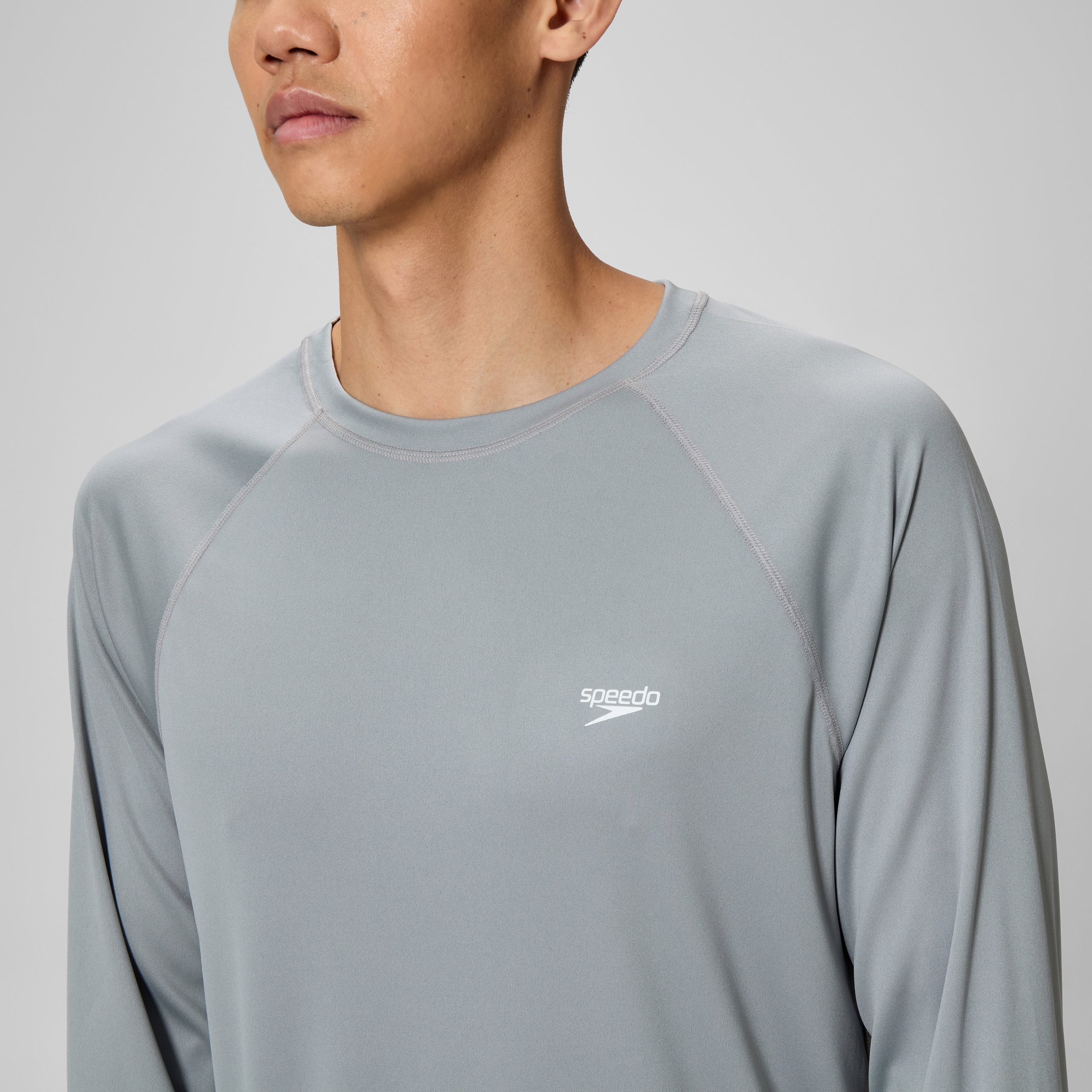 Men's Easy Solid Long Sleeve Swim Rashguard Gray - Image 5
