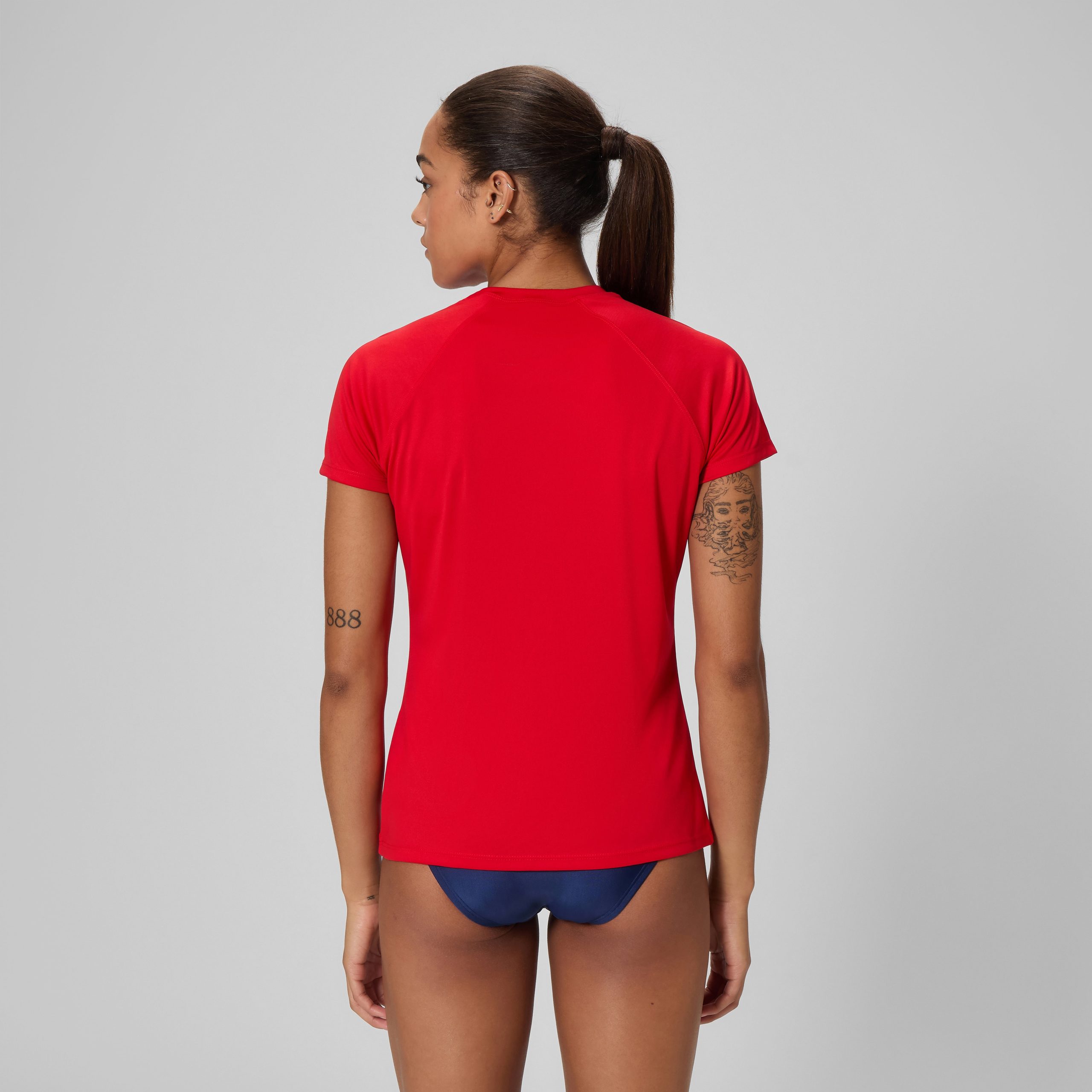 Women's Guard Short Sleeve Solid Swim Tee Red - Image 3