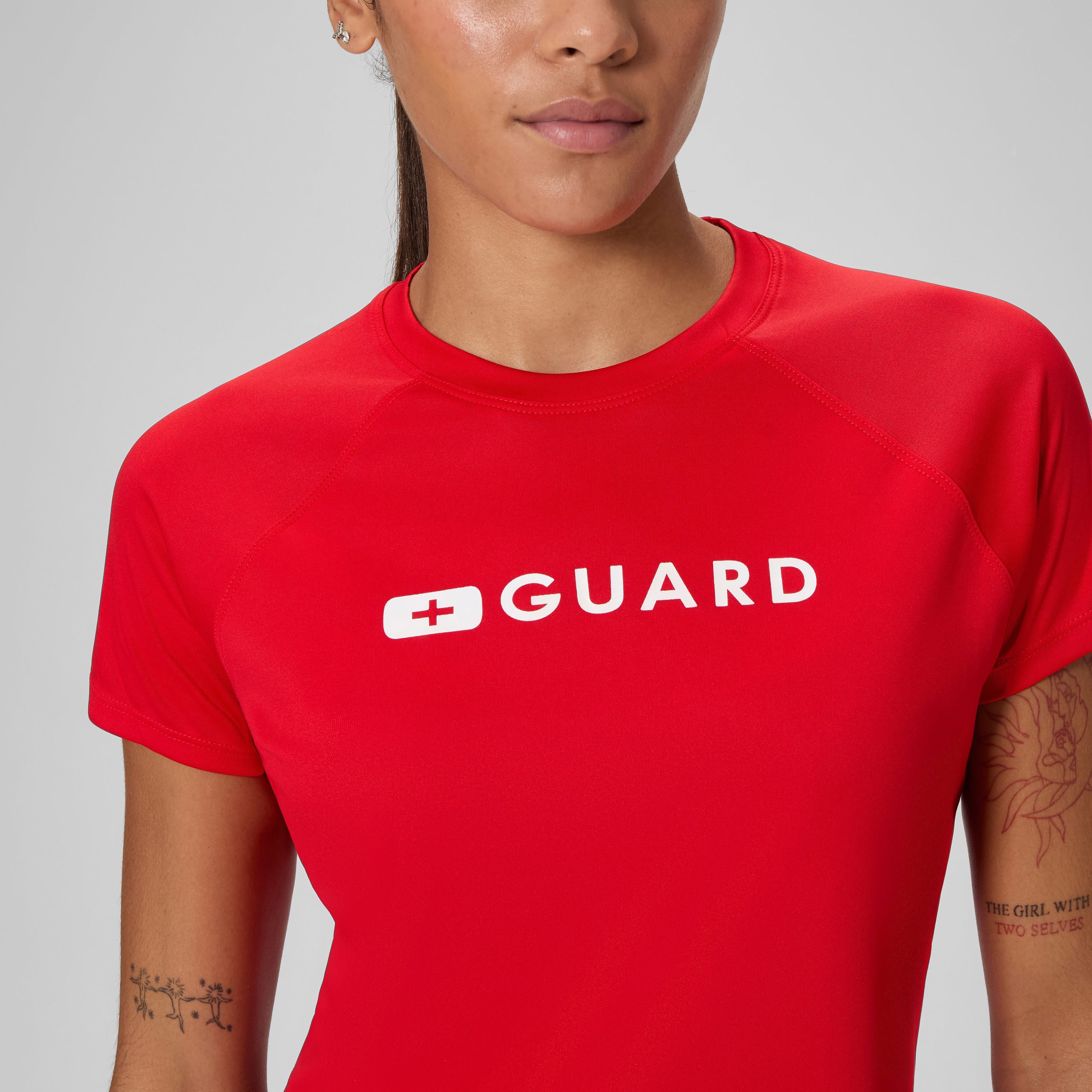 Women's Guard Short Sleeve Solid Swim Tee Red - Image 4
