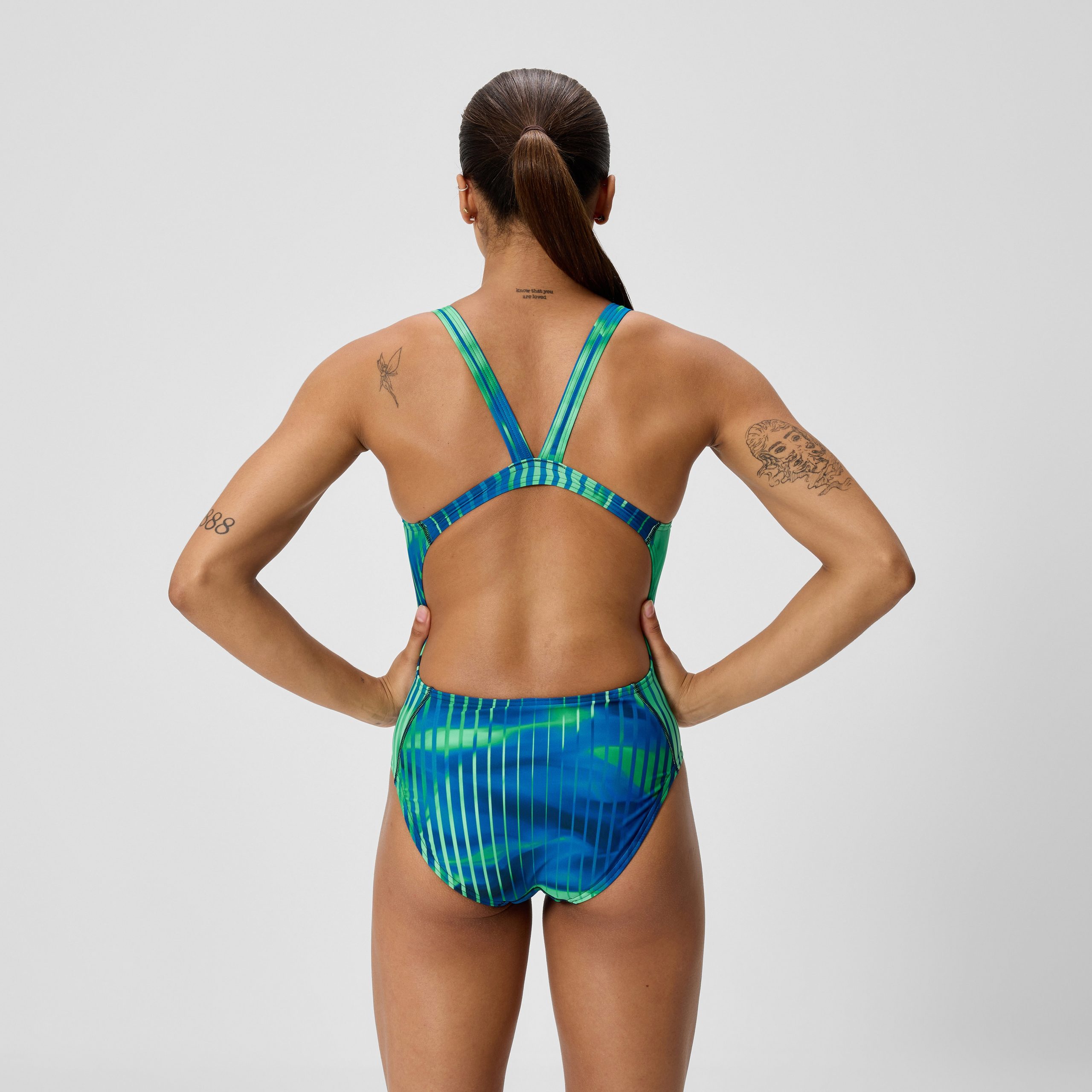 Women's Club Training Printed Leaderback One Piece Green/Blue - Image 3