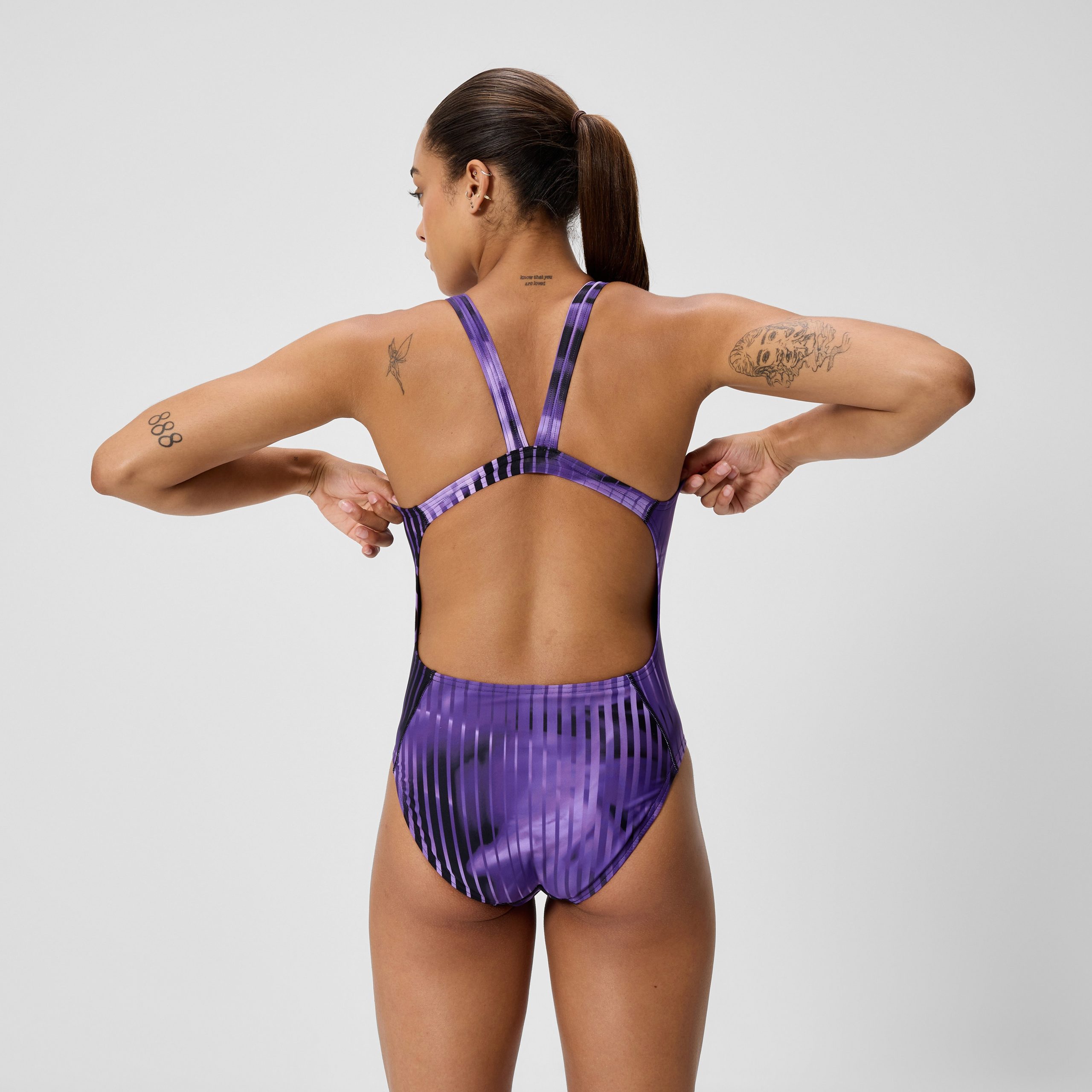 Women's Club Training Printed Leaderback One Piece Purple - Image 3