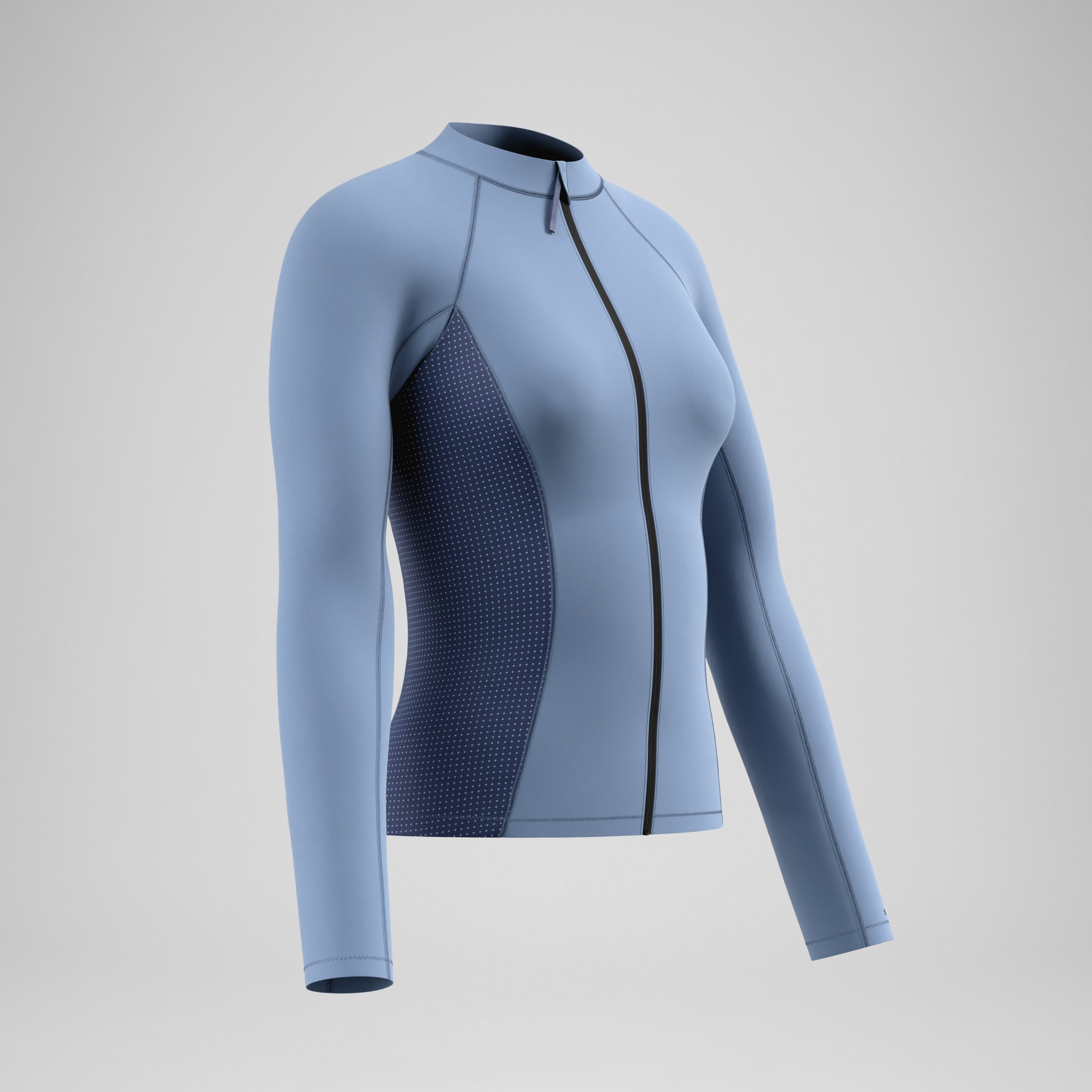 Women's Scuba Flex Long Sleeve Rashguard Gray/Blue - Image 2