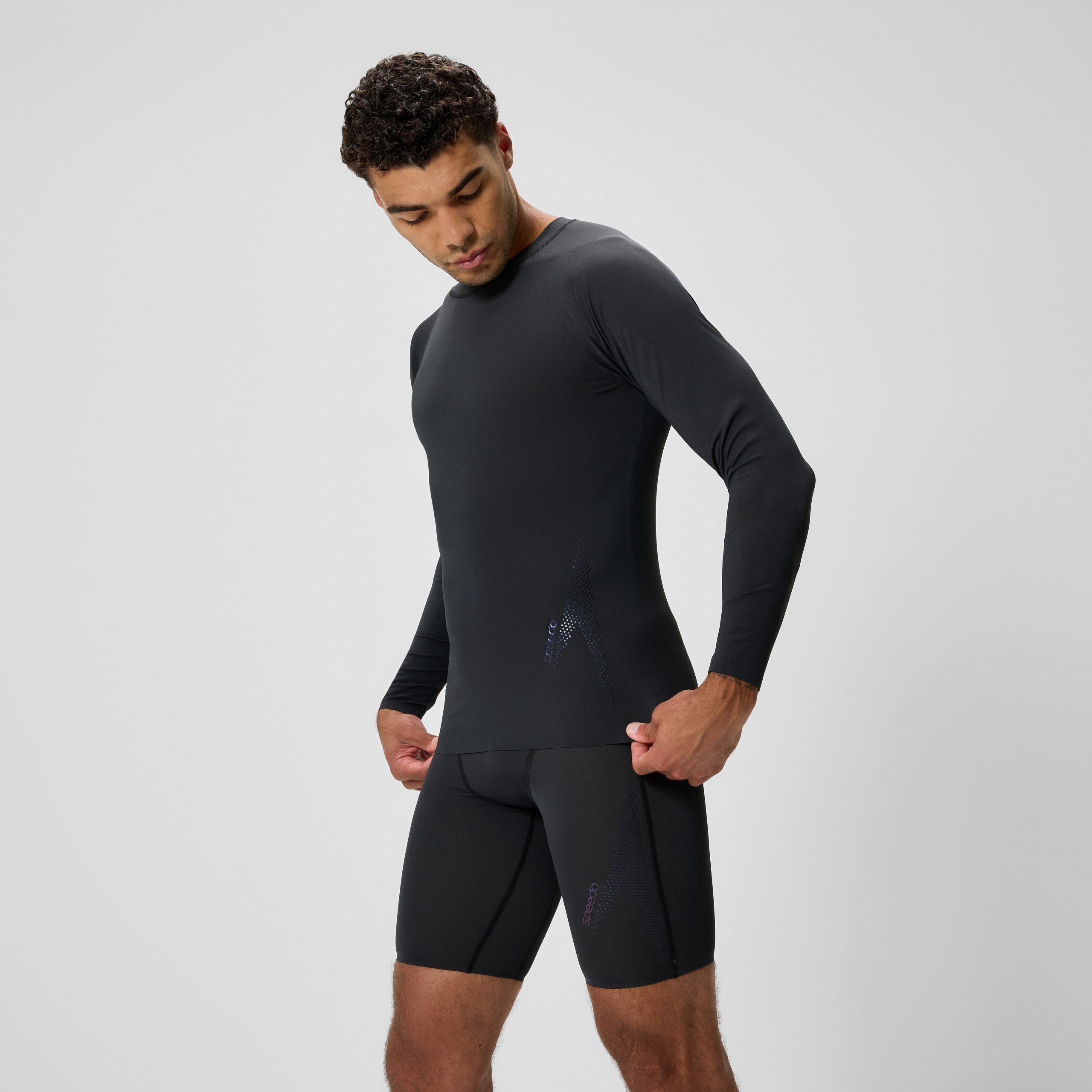 Men's Boom Solid Long Sleeve Rashguard Black - Image 2