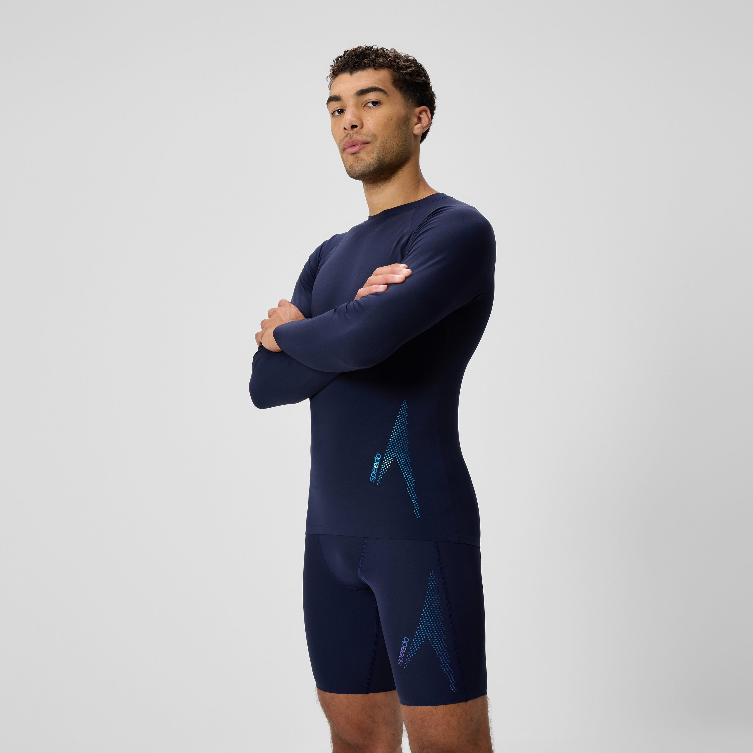 Men's Boom Solid Long Sleeve Rashguard Navy - Image 2