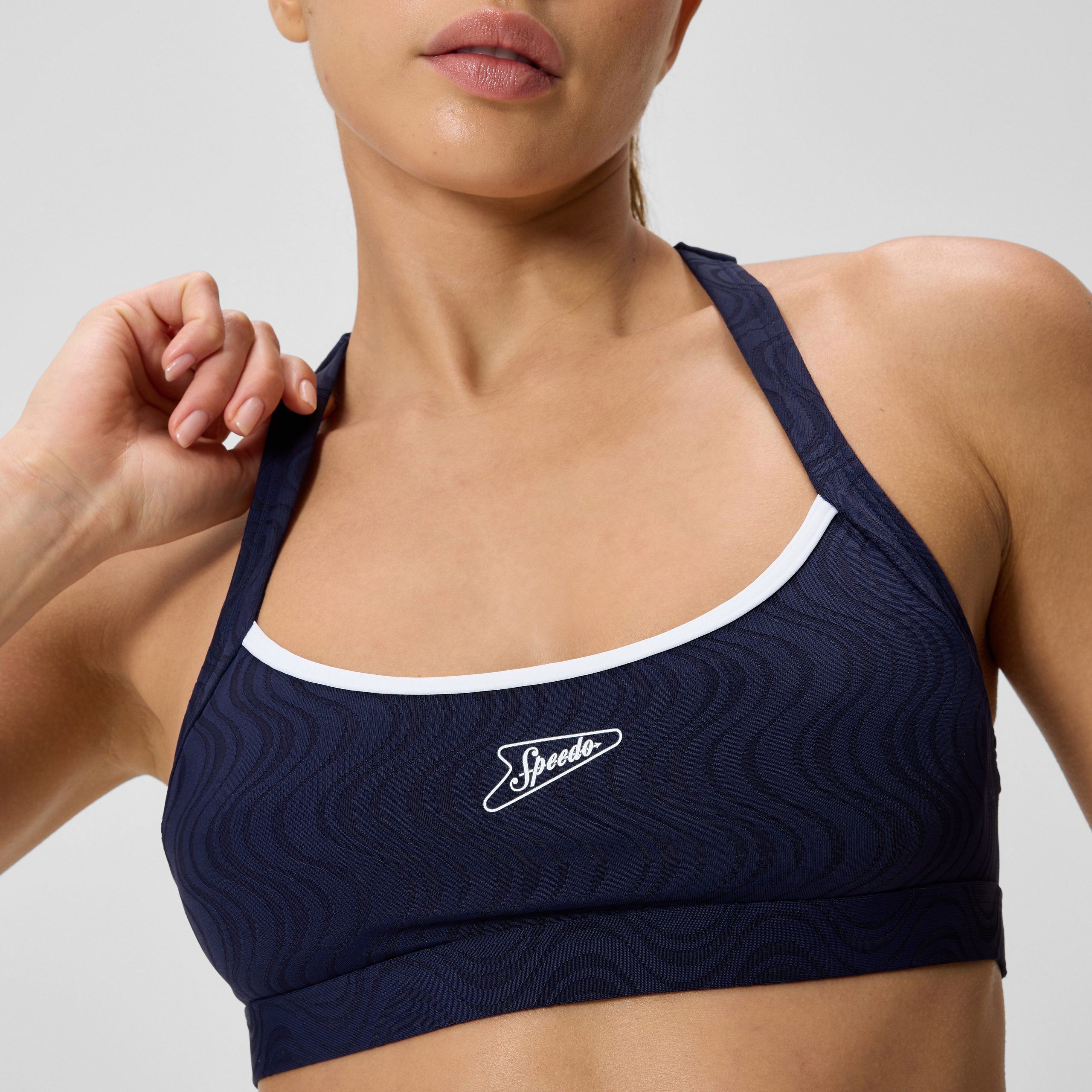 Women's Jetstream Textured Crossback Bikini Top Navy/White - Image 9