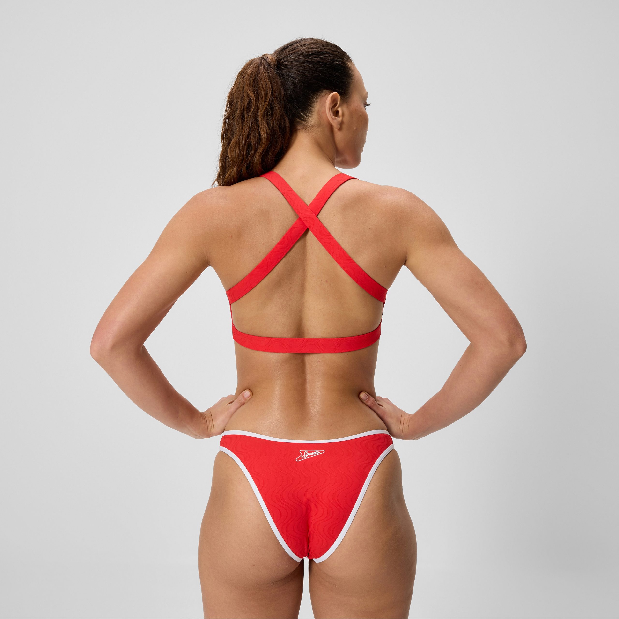 Women's Jetstream Textured Crossback Bikini Top Red/White - Image 3