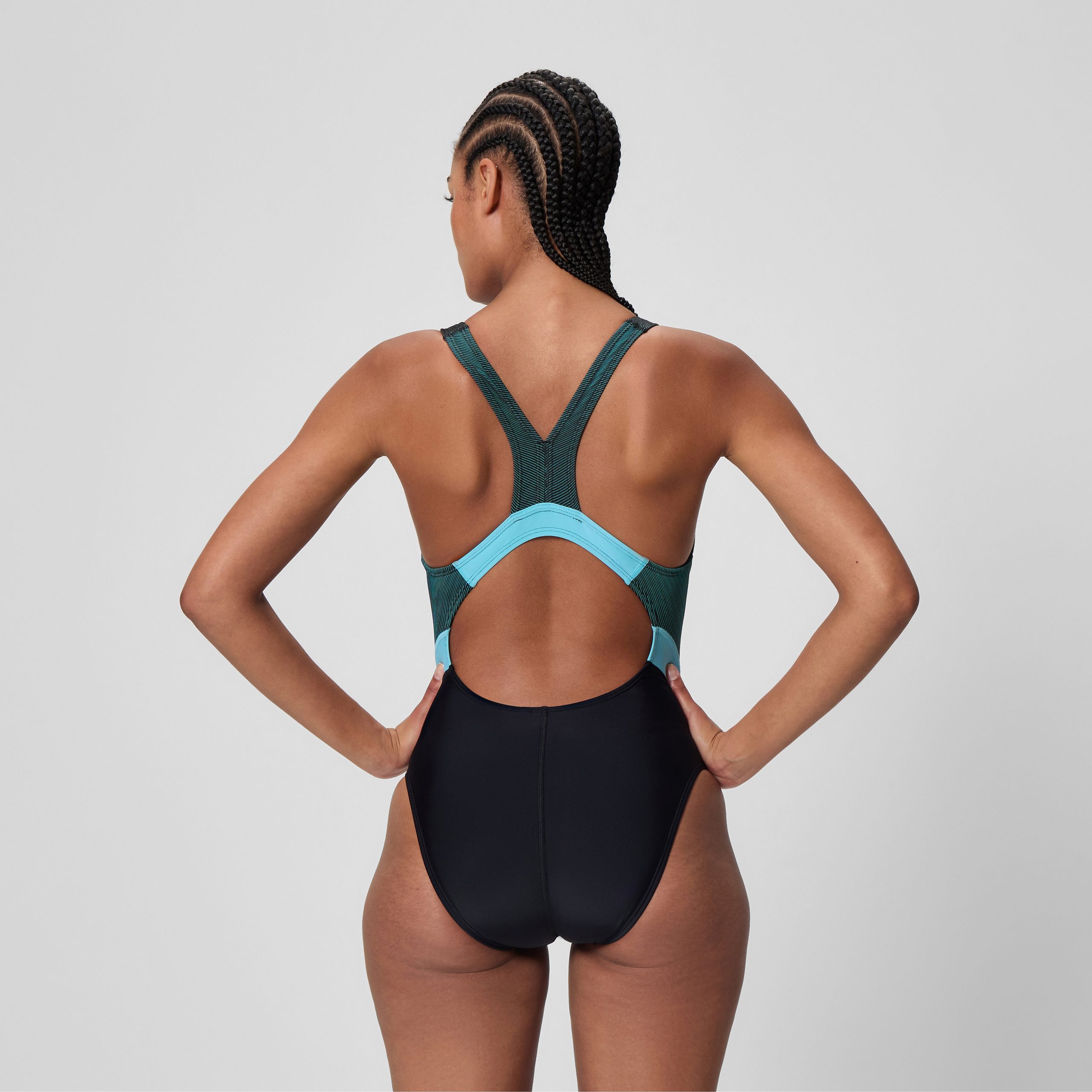 Women's Quantum Rib Splice One Piece Black/Blue - Image 3