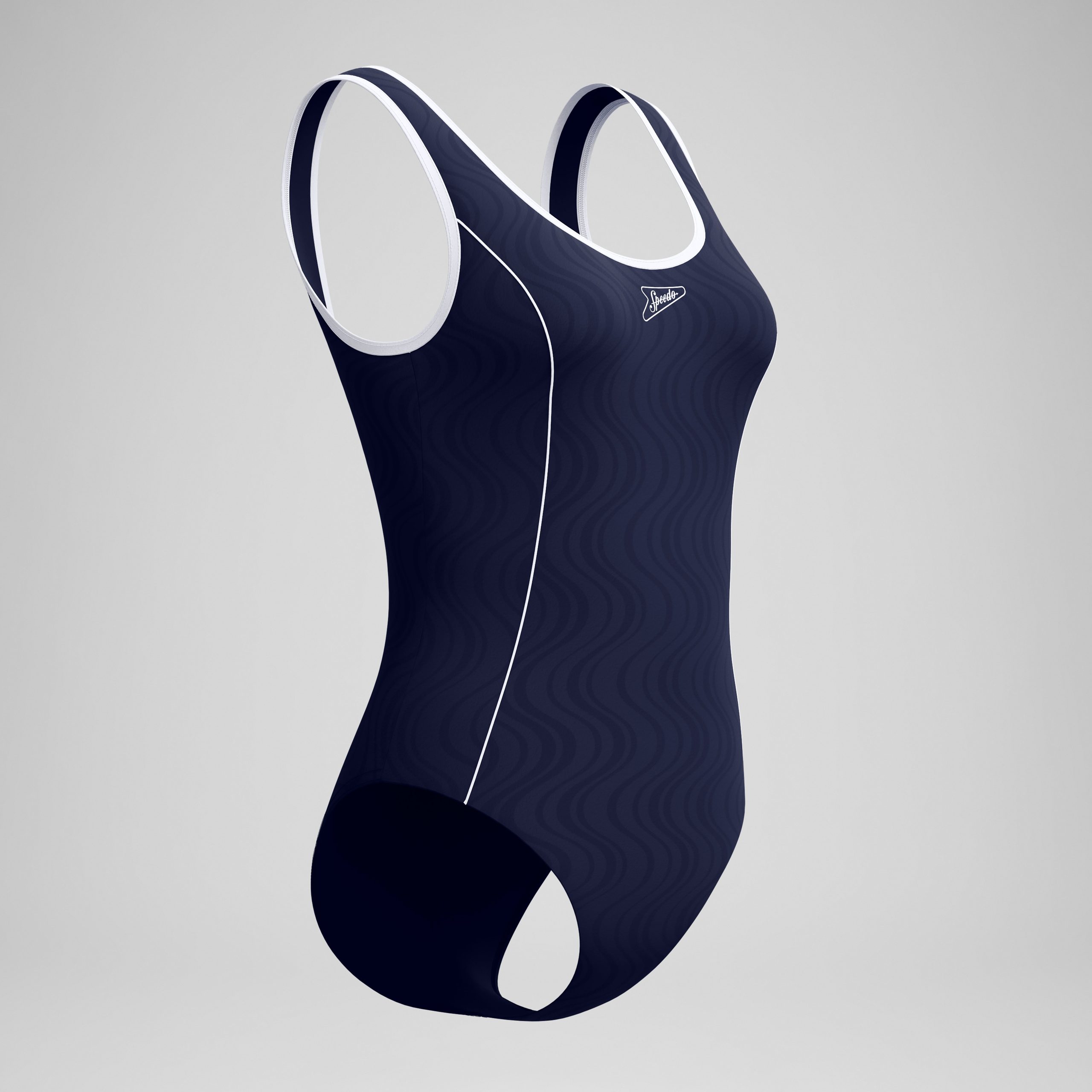 Women's Jetstream Textured Bound Scoop One Piece Navy/White - Image 5