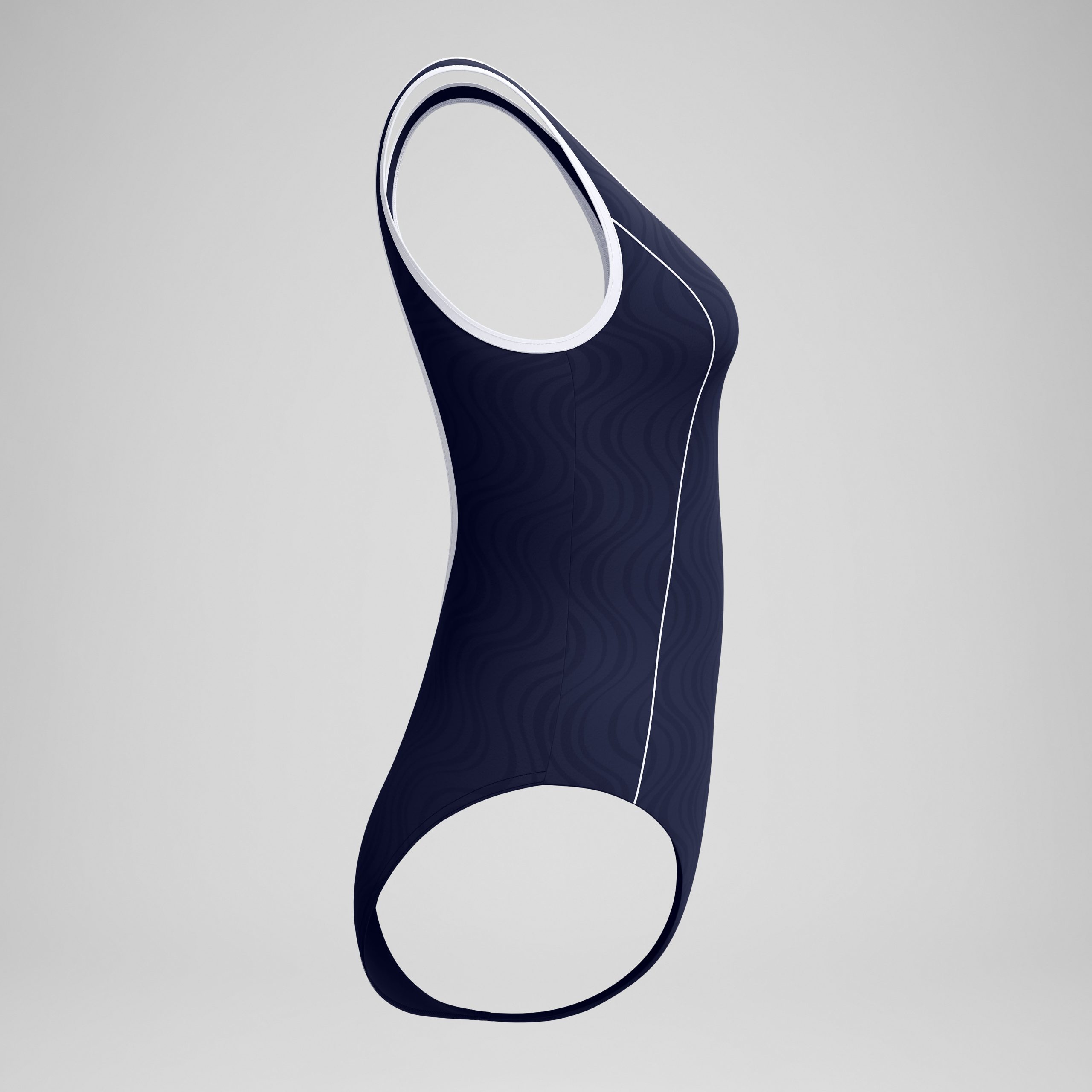 Women's Jetstream Textured Bound Scoop One Piece Navy/White - Image 6