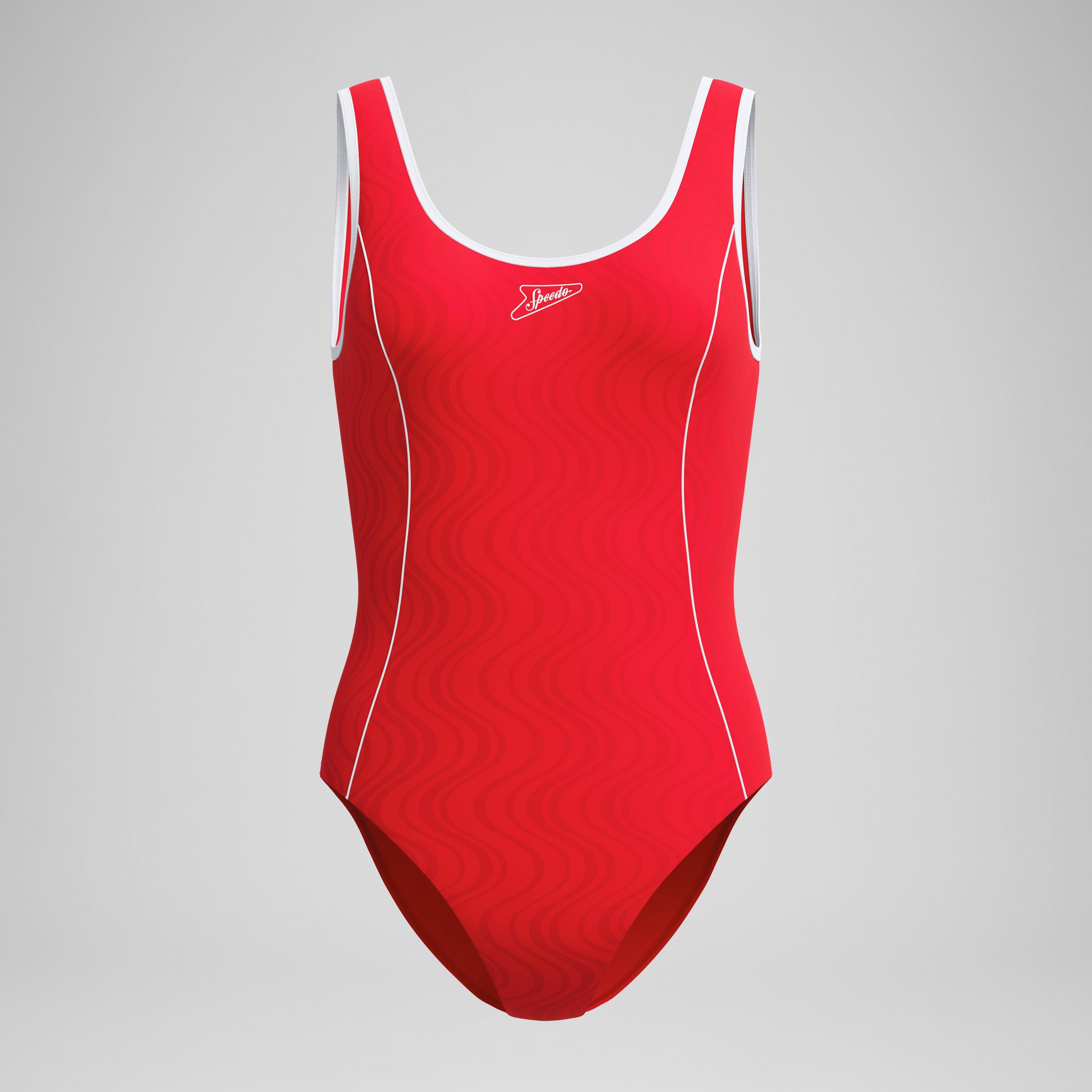 Women's Jetstream Textured Bound Scoop One Piece Red/White - Image 4