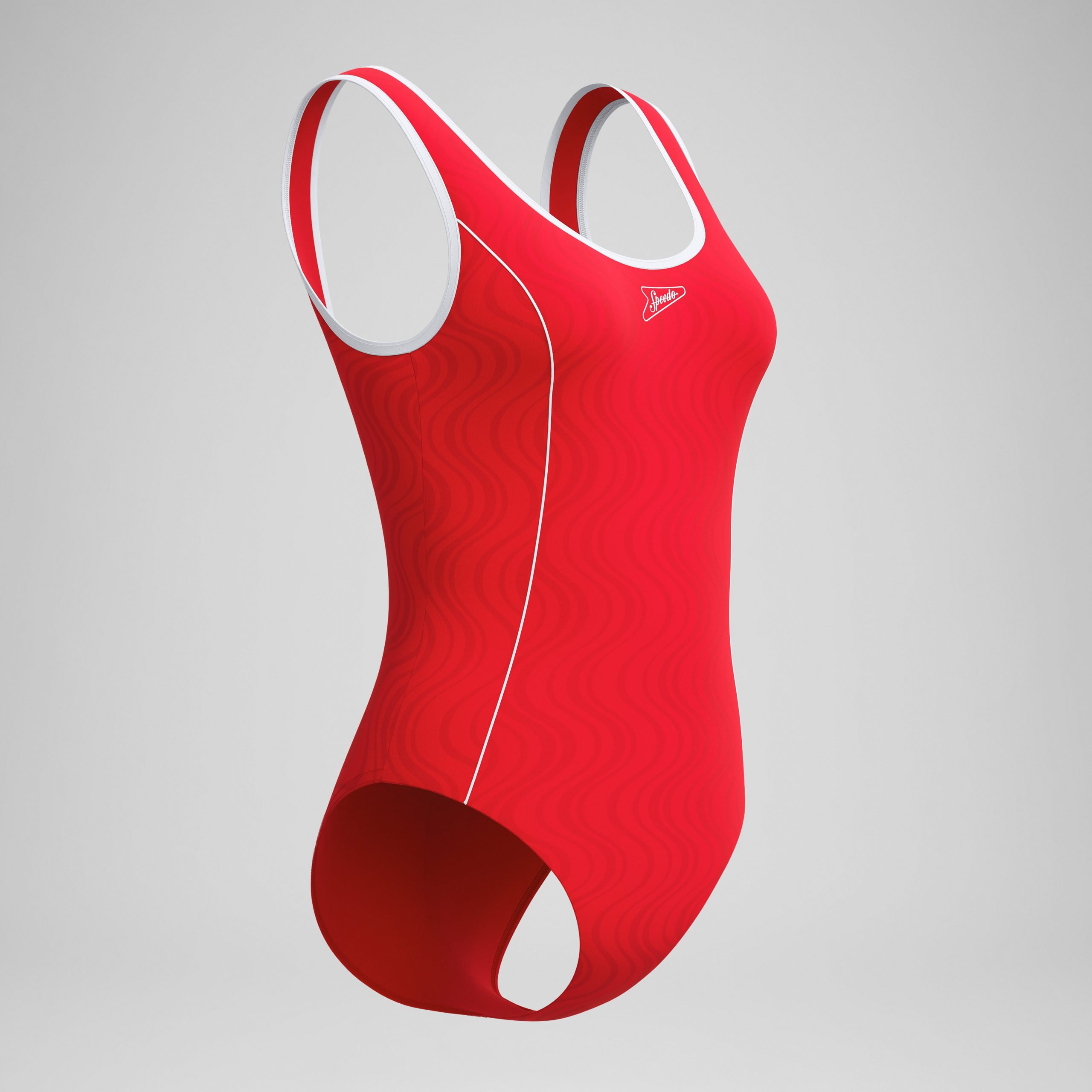 Women's Jetstream Textured Bound Scoop One Piece Red/White - Image 5