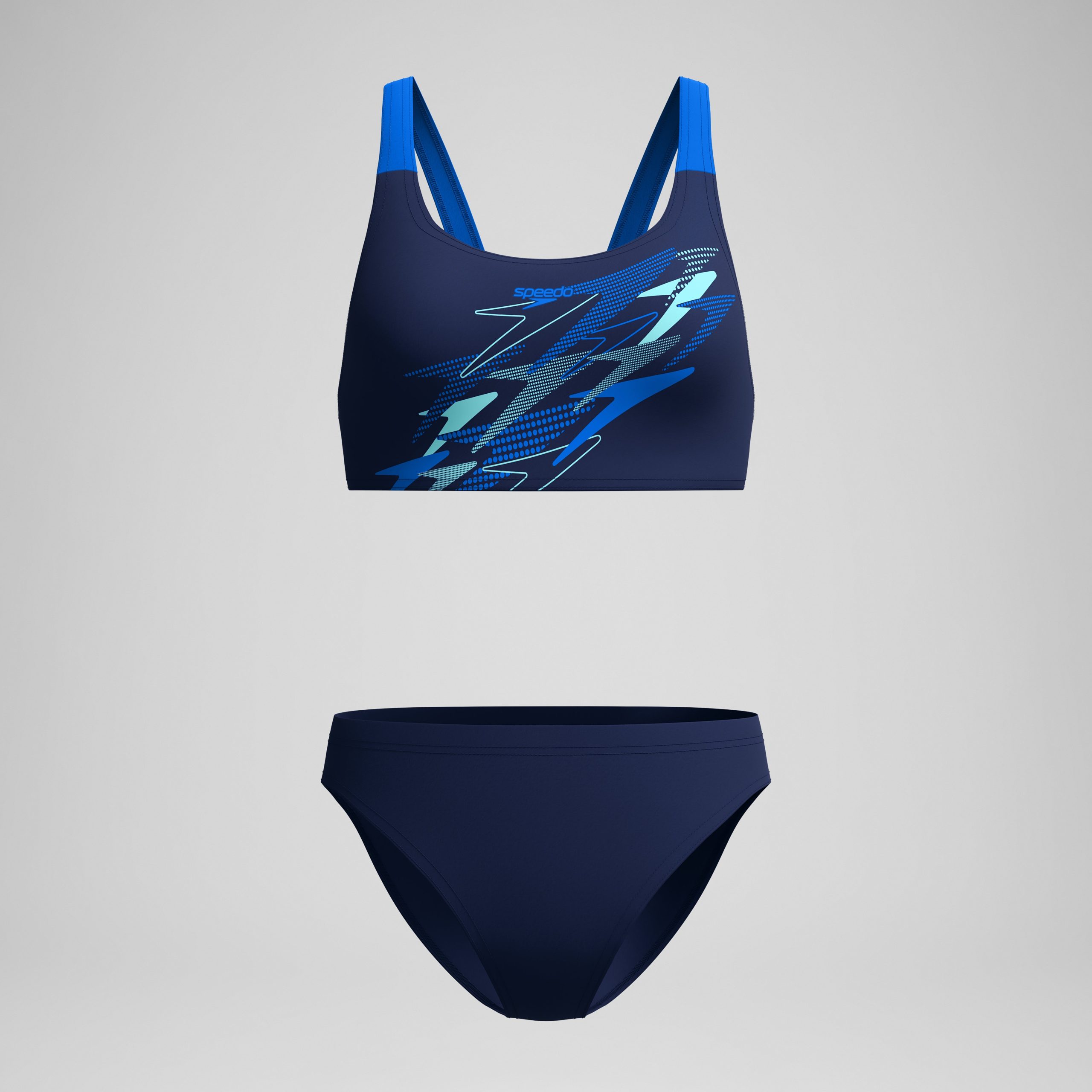 Women's Medley Logo V-Back Two Piece Navy/Blue - Image 4