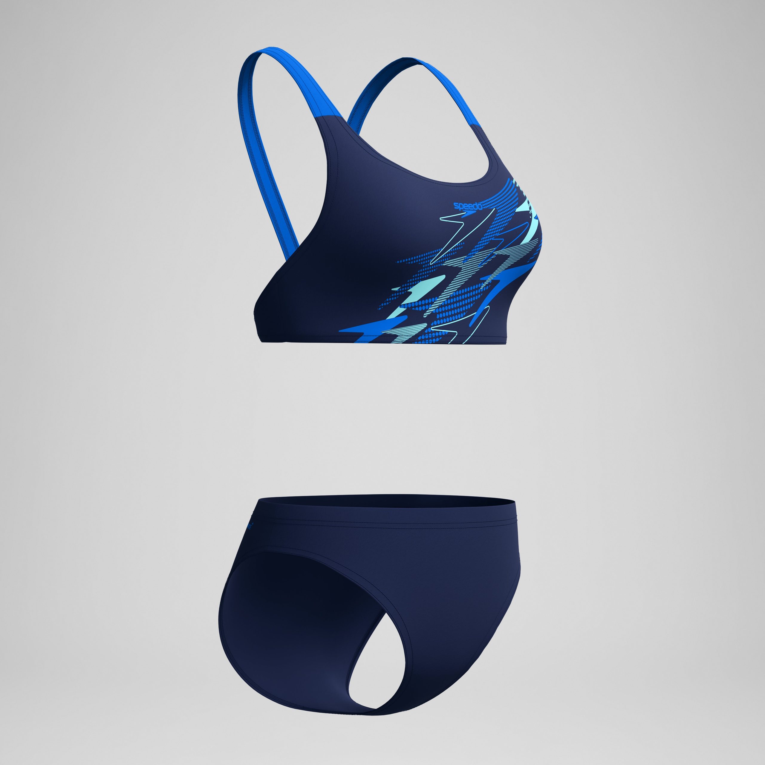 Women's Medley Logo V-Back Two Piece Navy/Blue - Image 5